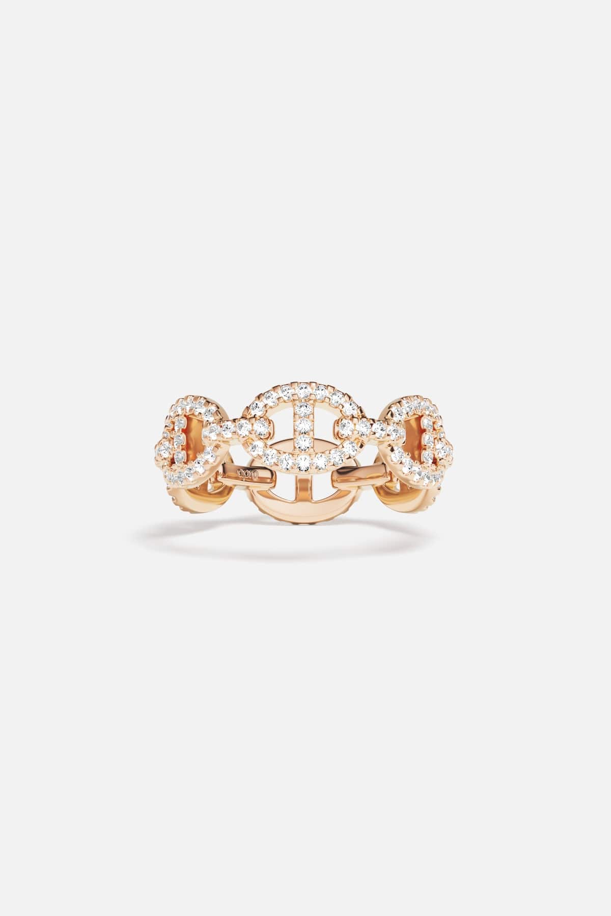 APM Morse Ring in rose color, sparkling links for effortless modern elegance.