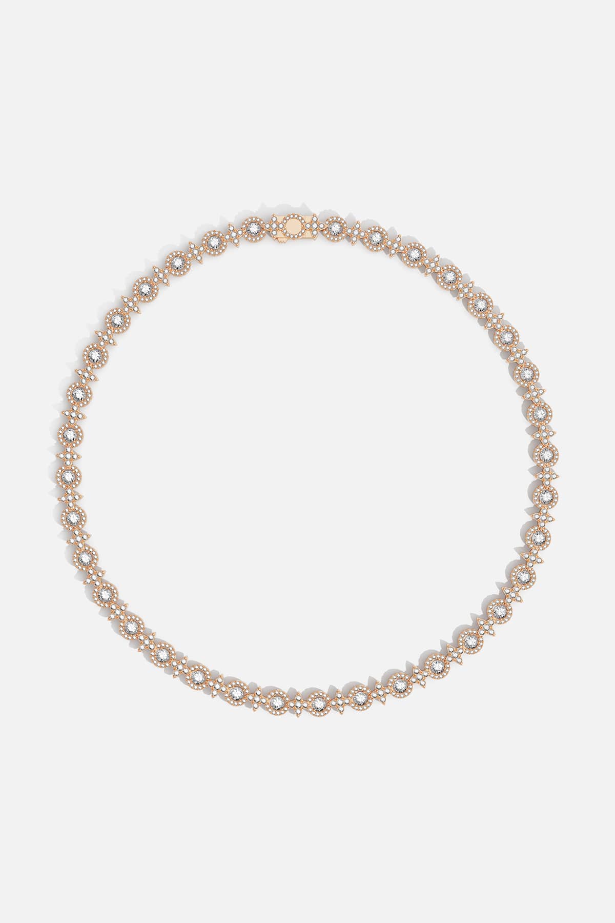 APM Necklace, a radiant cascade of light in warm rose color.