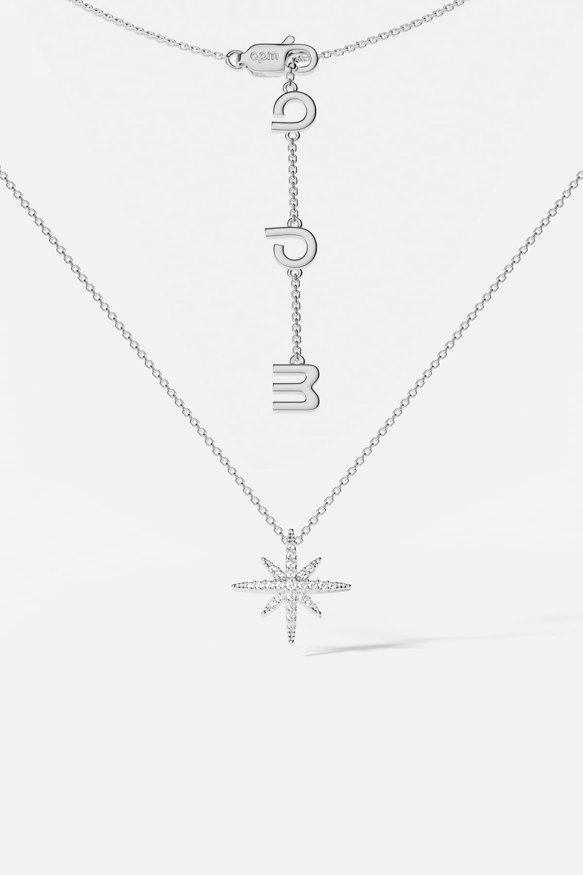 APM Météorites Necklace, a shimmering star suspended in effortless rhodium finish elegance.