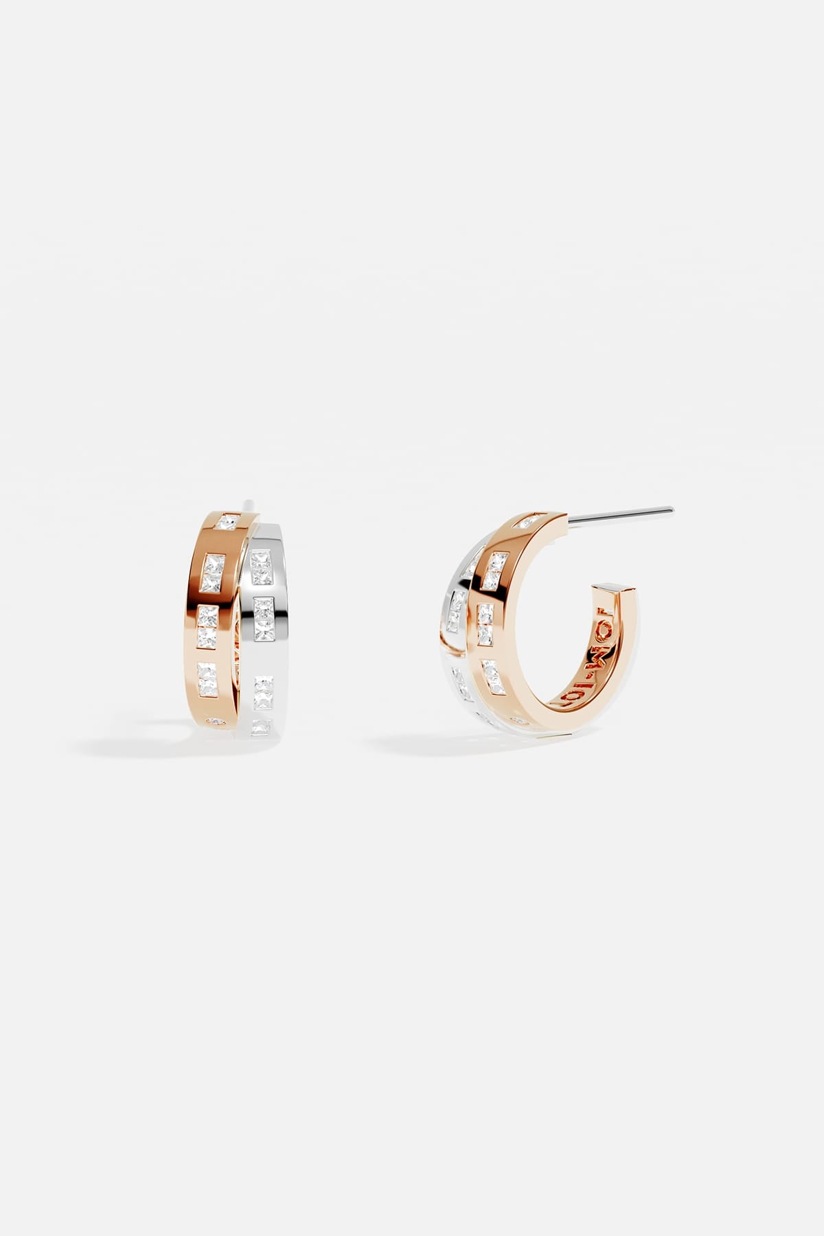 APM Hoop Earrings in two colors, a bold shimmer of modern elegance.