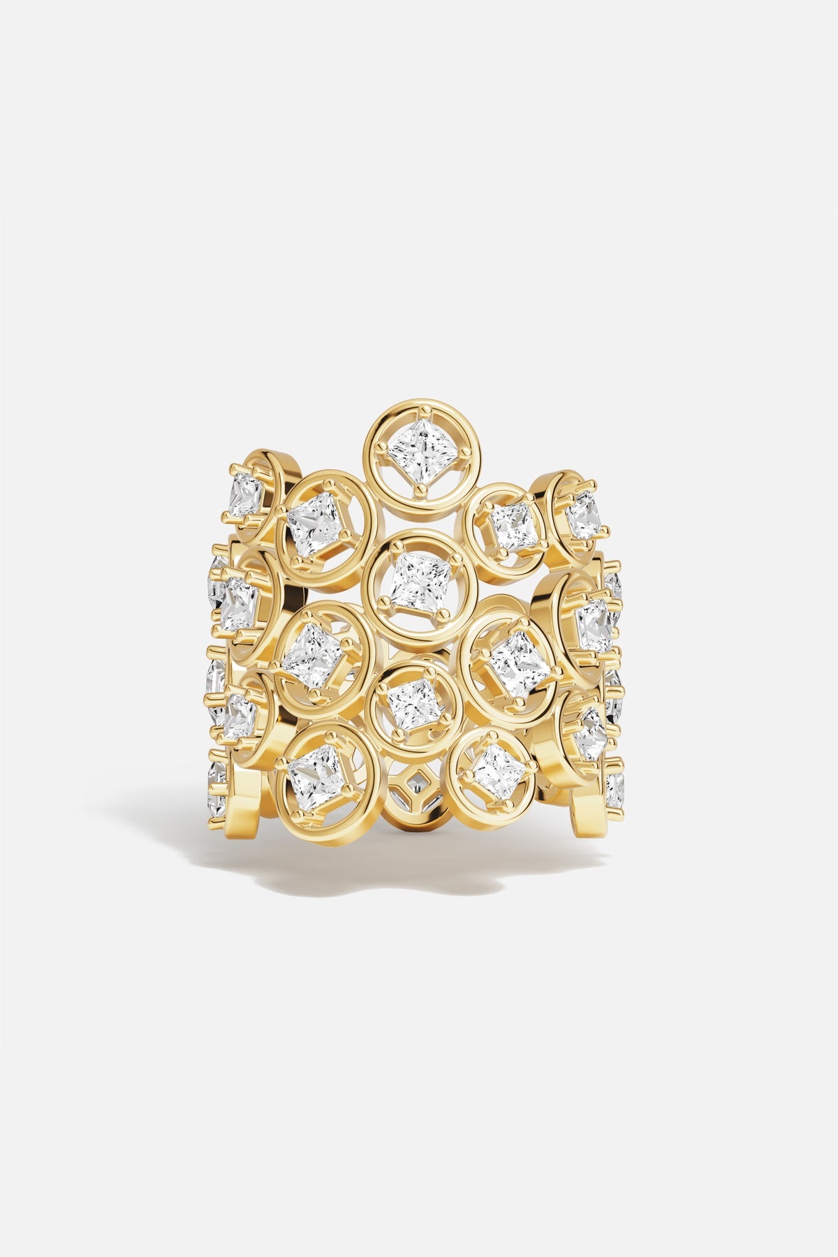 APM Ring in golden color, a luminous constellation of brilliance.