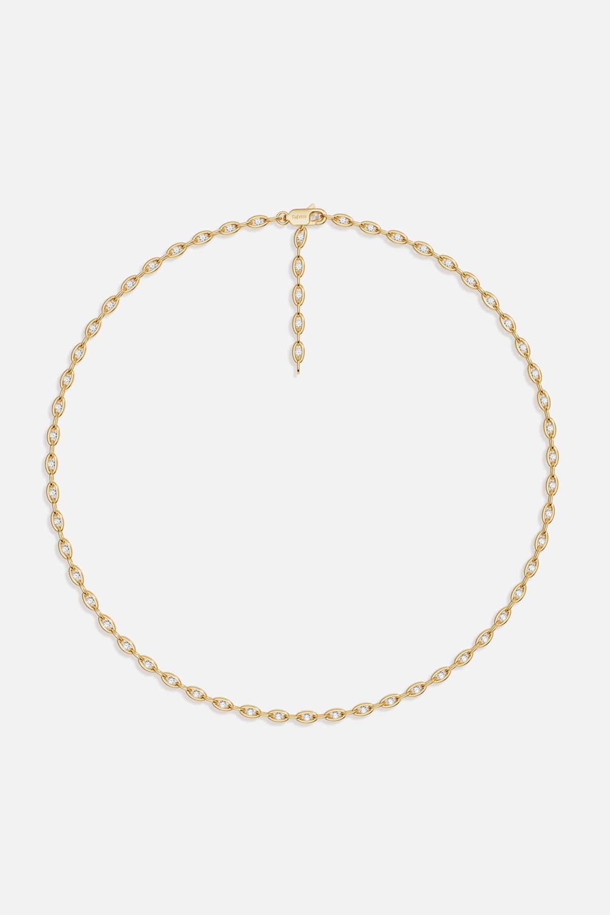 APM Necklace in golden color, luminous links flowing with effortless modern elegance.