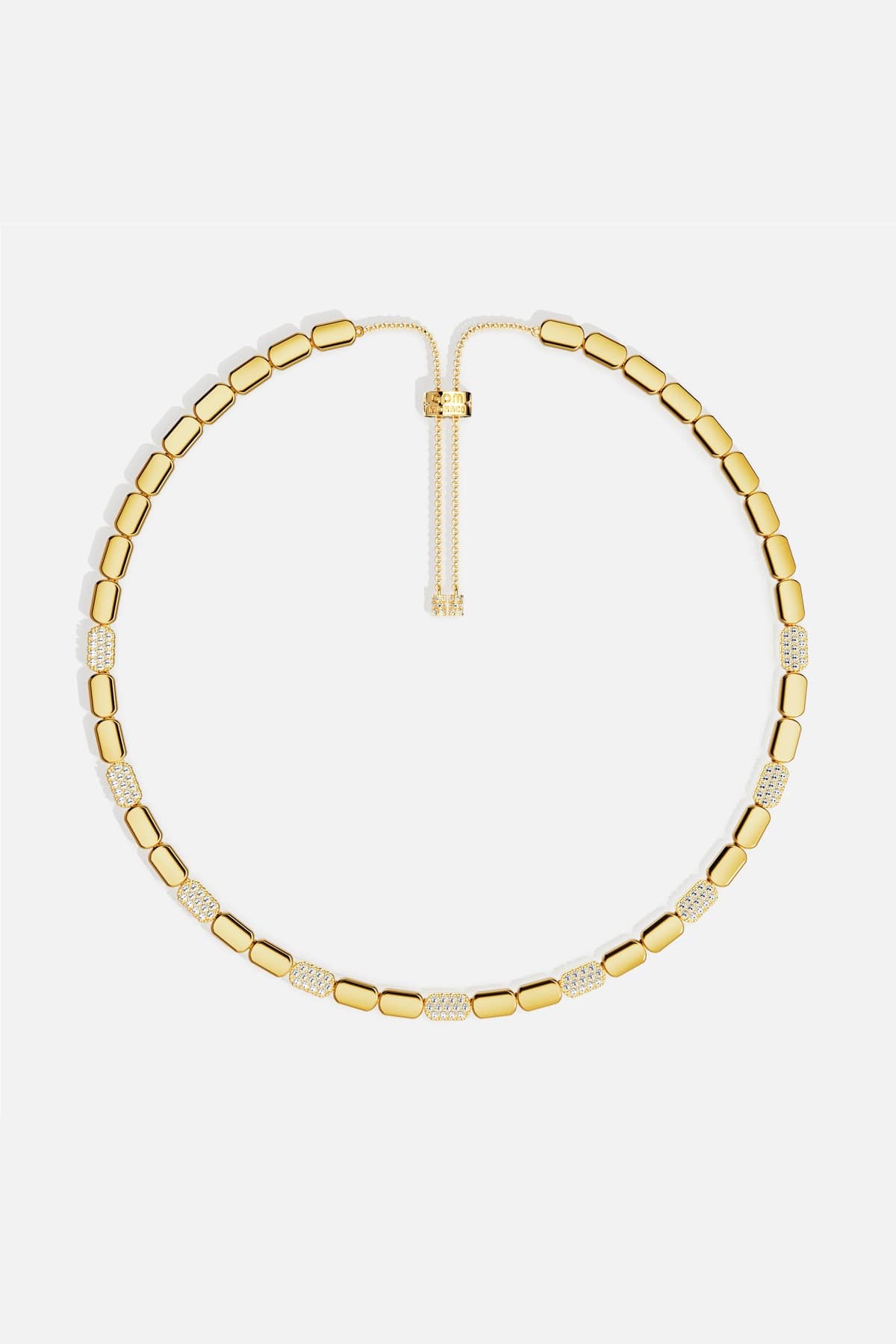 APM Necklace in golden color, a modern rhythm of light and shine.