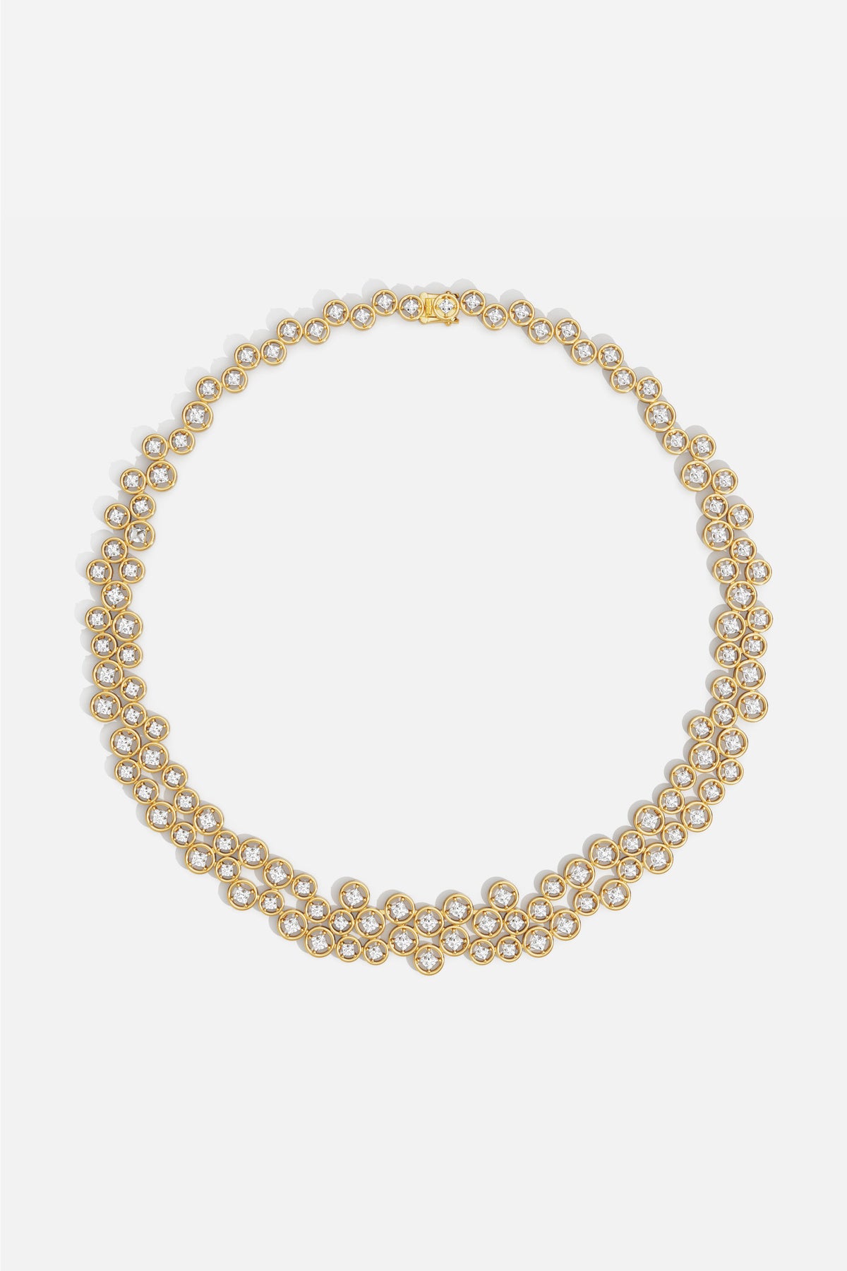 APM Necklace in golden color, a radiant cascade of light and elegance.