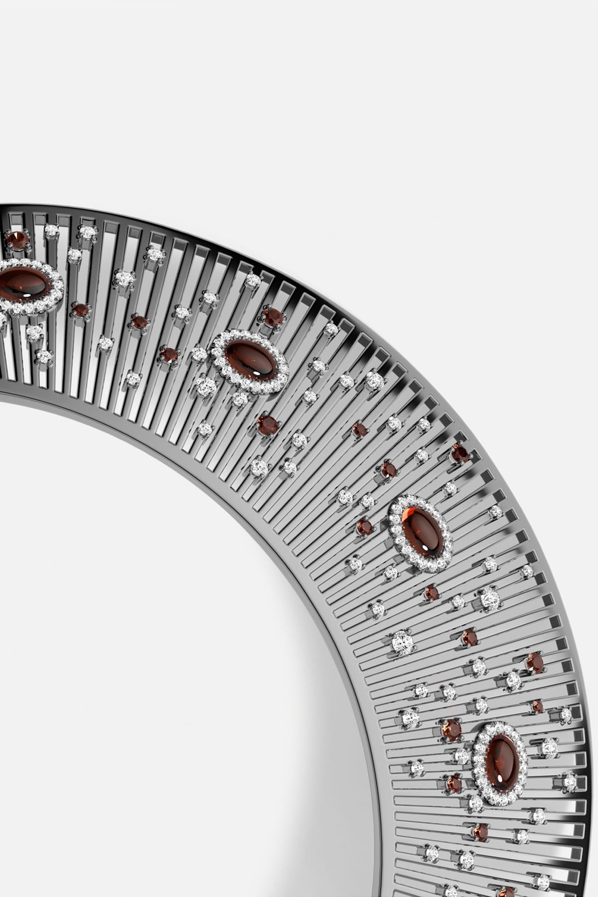 APM Monaco bracelet in rhodium finish, scattered with deep red constellations.