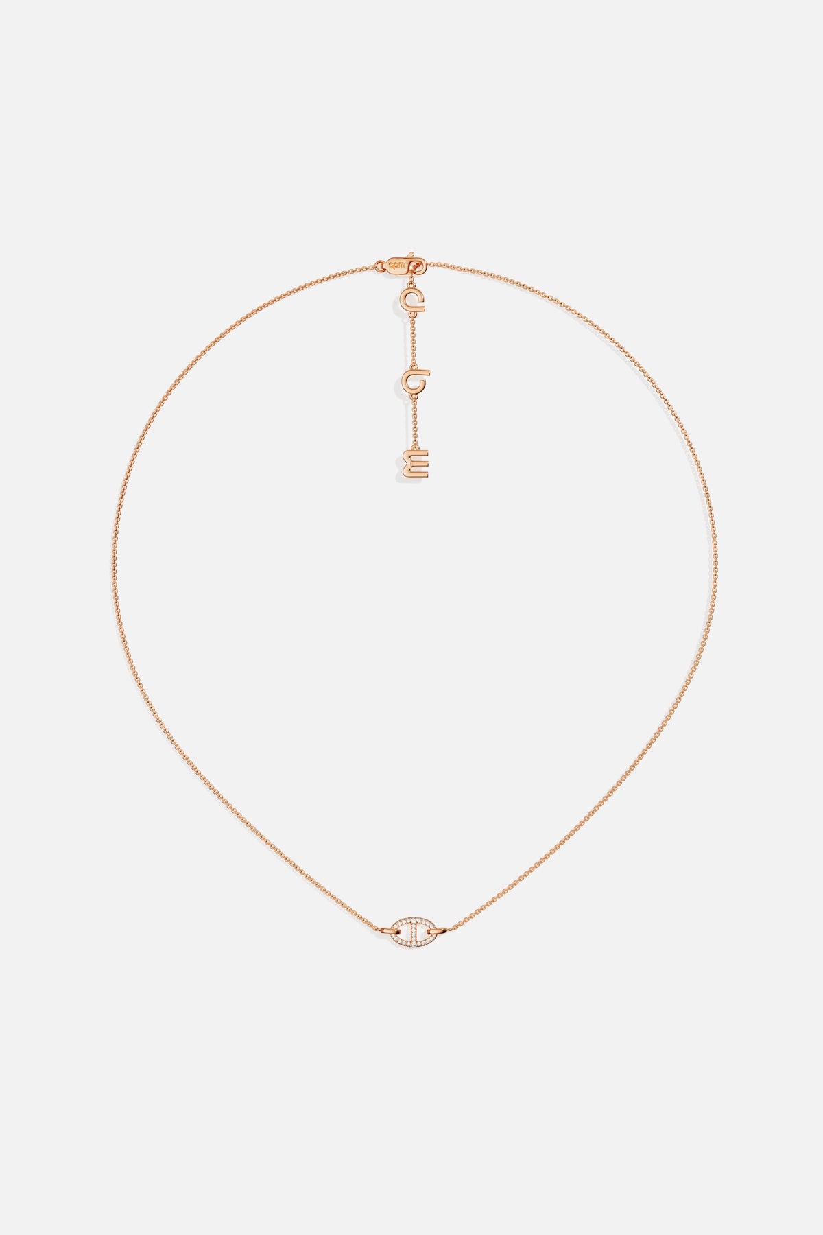 APM Necklace in rose color, delicate charm, effortlessly modern elegance.