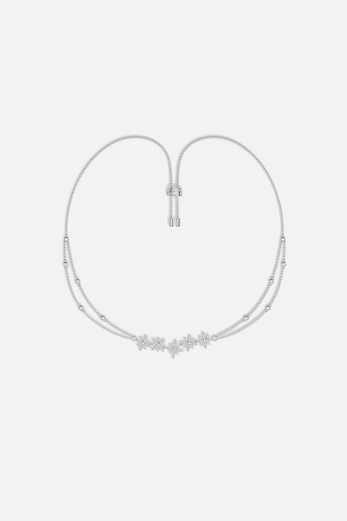 APM Necklace in rhodium finish, a delicate constellation of stars for effortless allure.