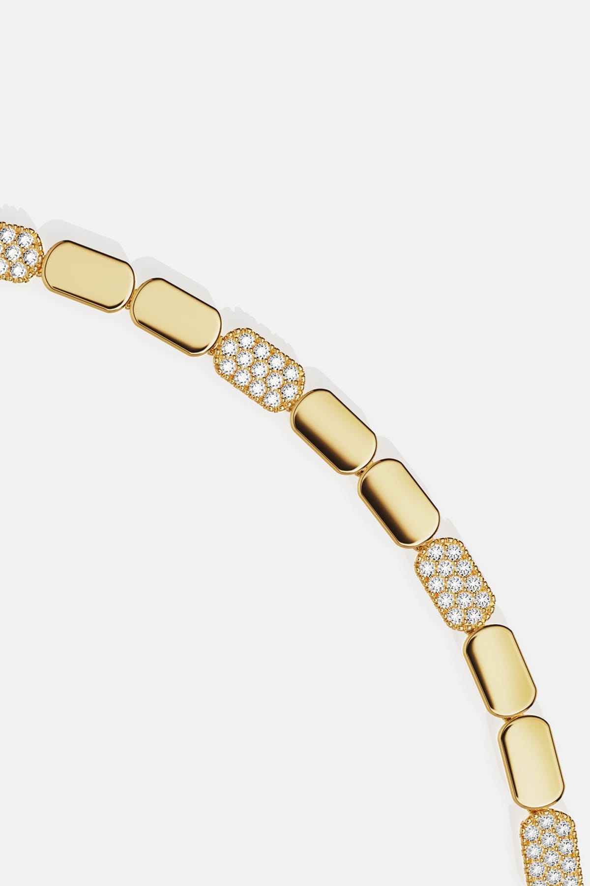 APM Bracelet in golden color, sleek links meeting shimmering pavé for effortless allure.