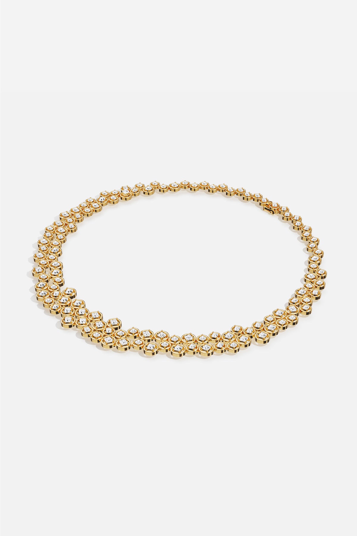APM Necklace in golden color, radiant elegance woven with quiet confidence.