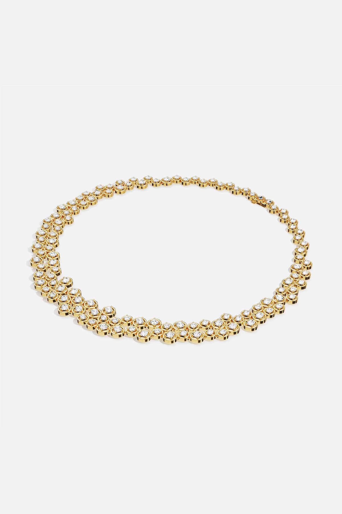 APM Necklace in golden color, a radiant cascade of timeless sparkle.
