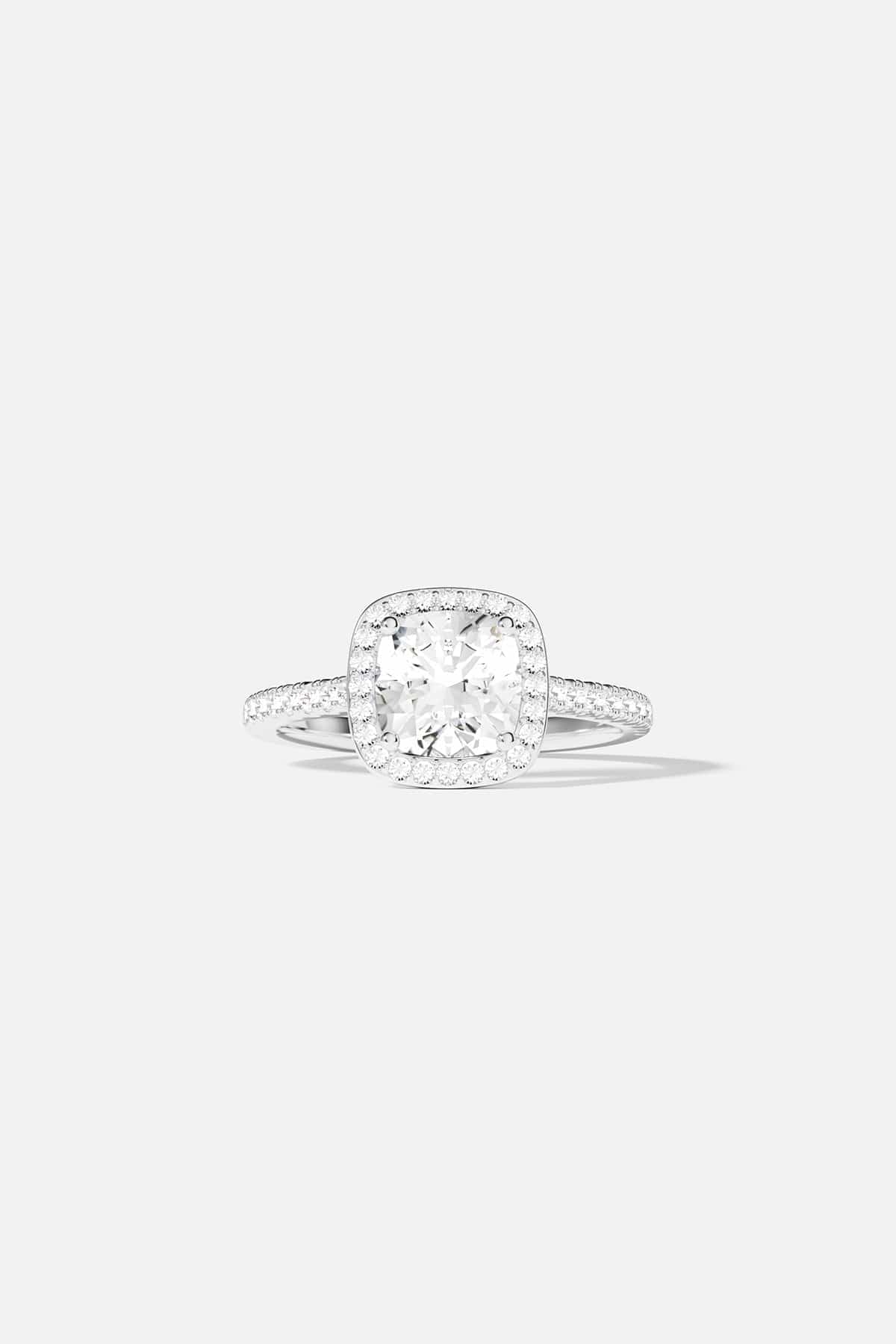 Ring APM Monaco white pavé ring with a square-cut center stone surrounded by pavé accents.