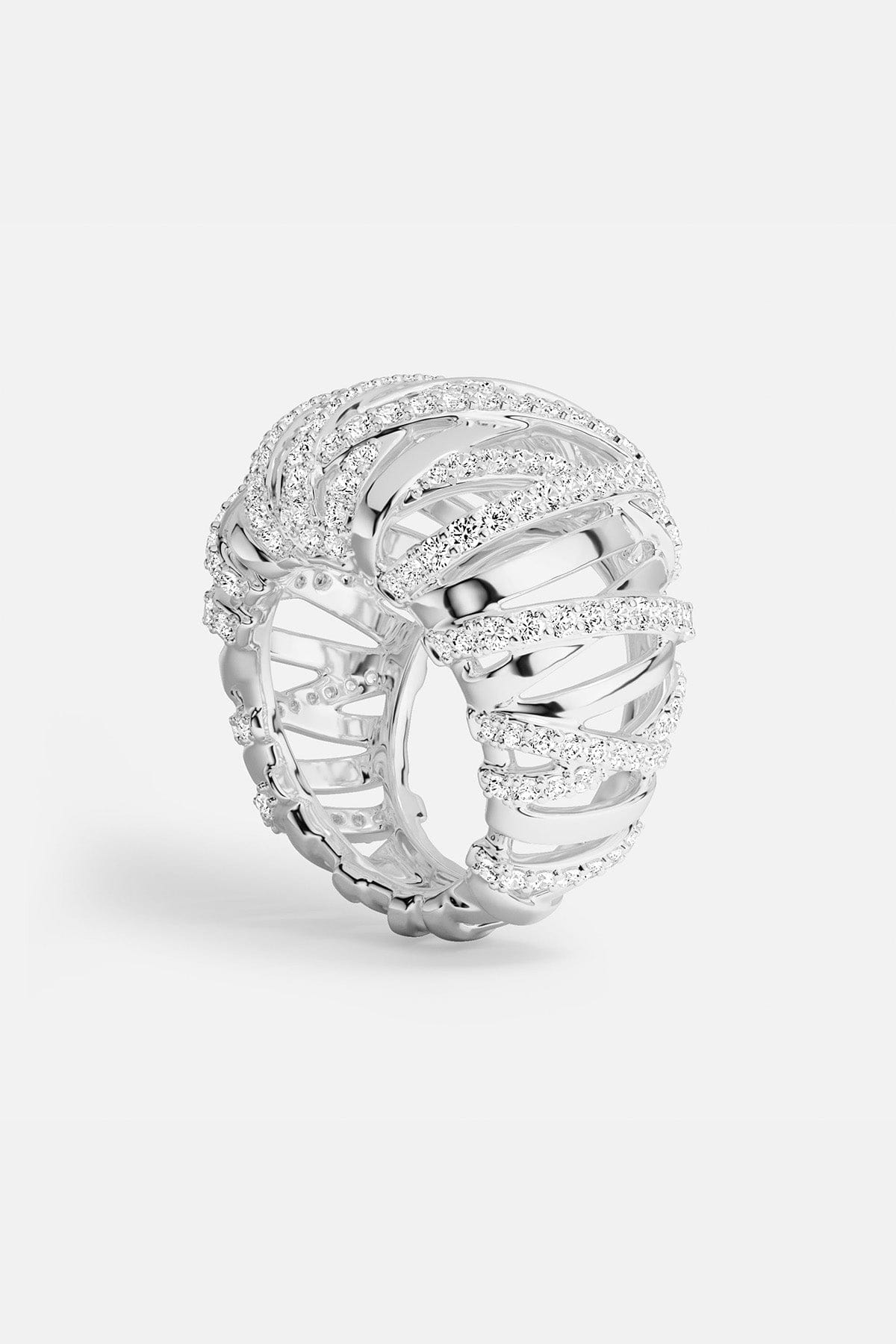 APM MONACO silver ring with interwoven design on a white background