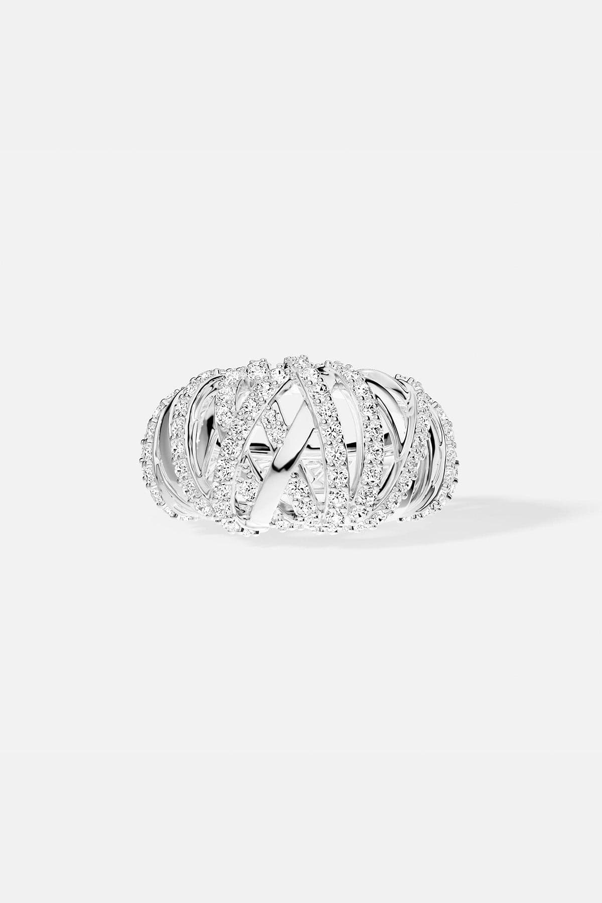 APM MONACO silver enlace ring on a white background