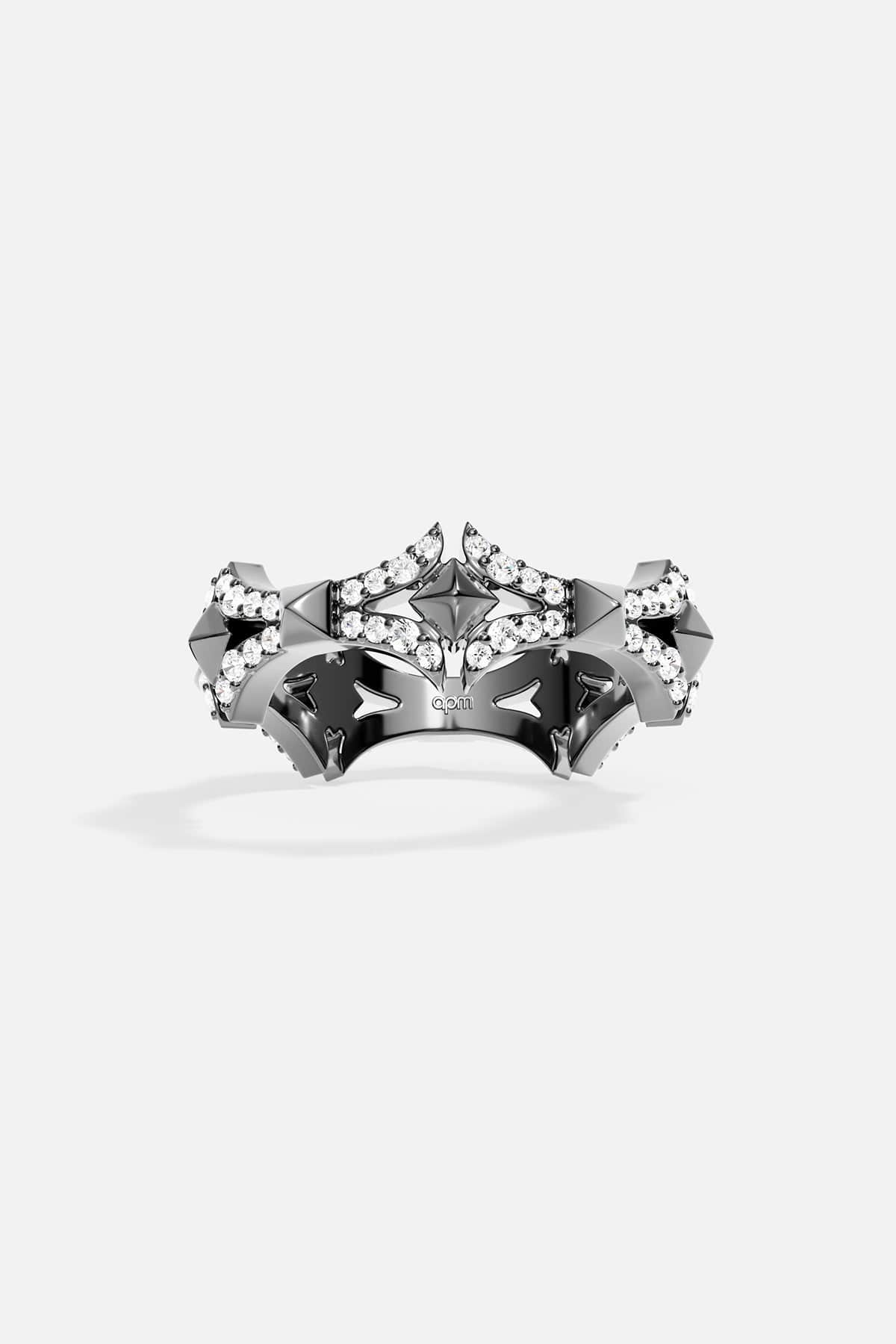 Silver ring on a light grey background