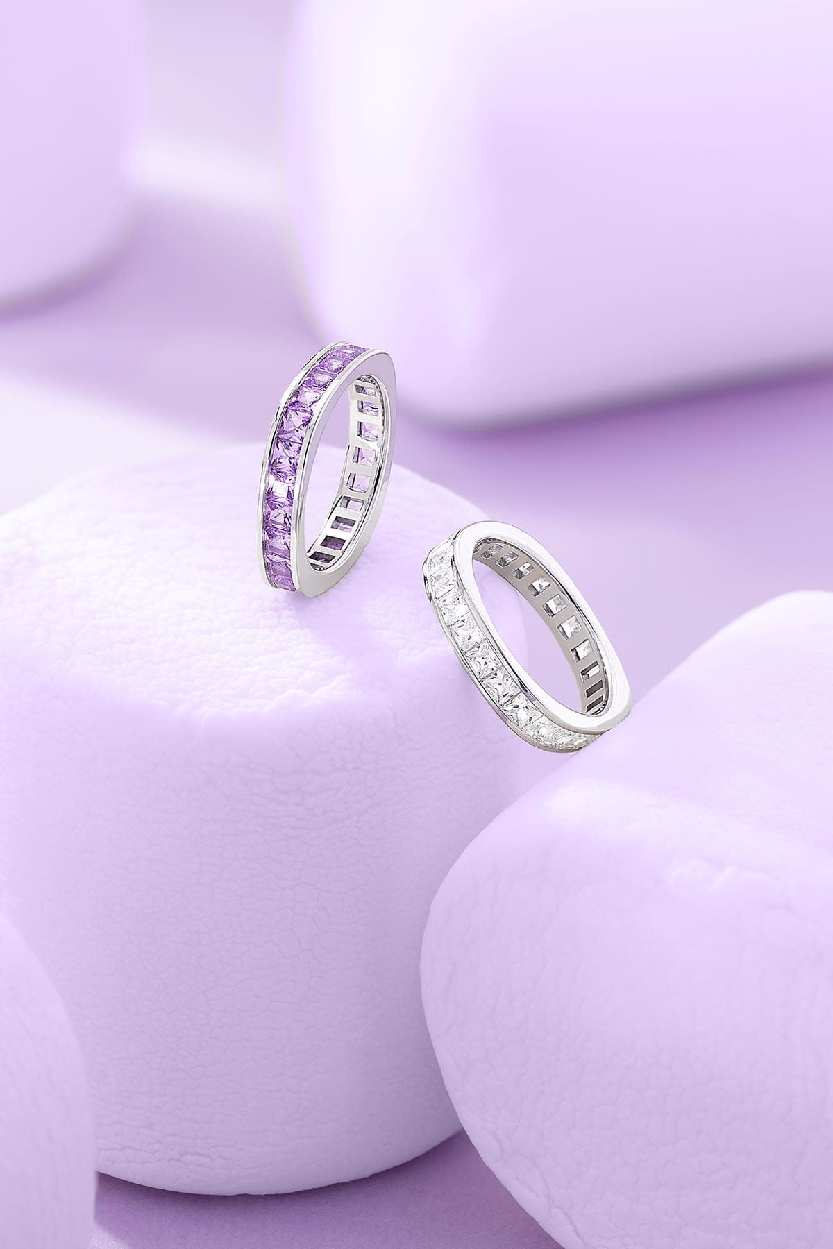 Lumière Pavé Ring on a purple background