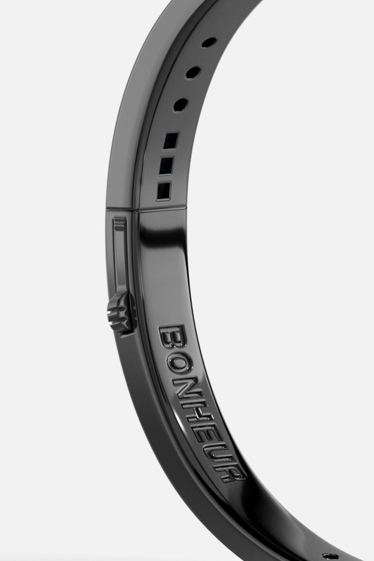 Bracelets APM Monaco. Black BONHEUR bracelet with a clasp, sleek and minimal with a polished finish.