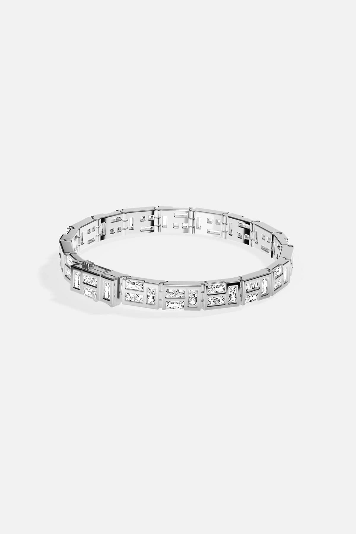 APM MONACO labyrinth bracelet in silver on a white background