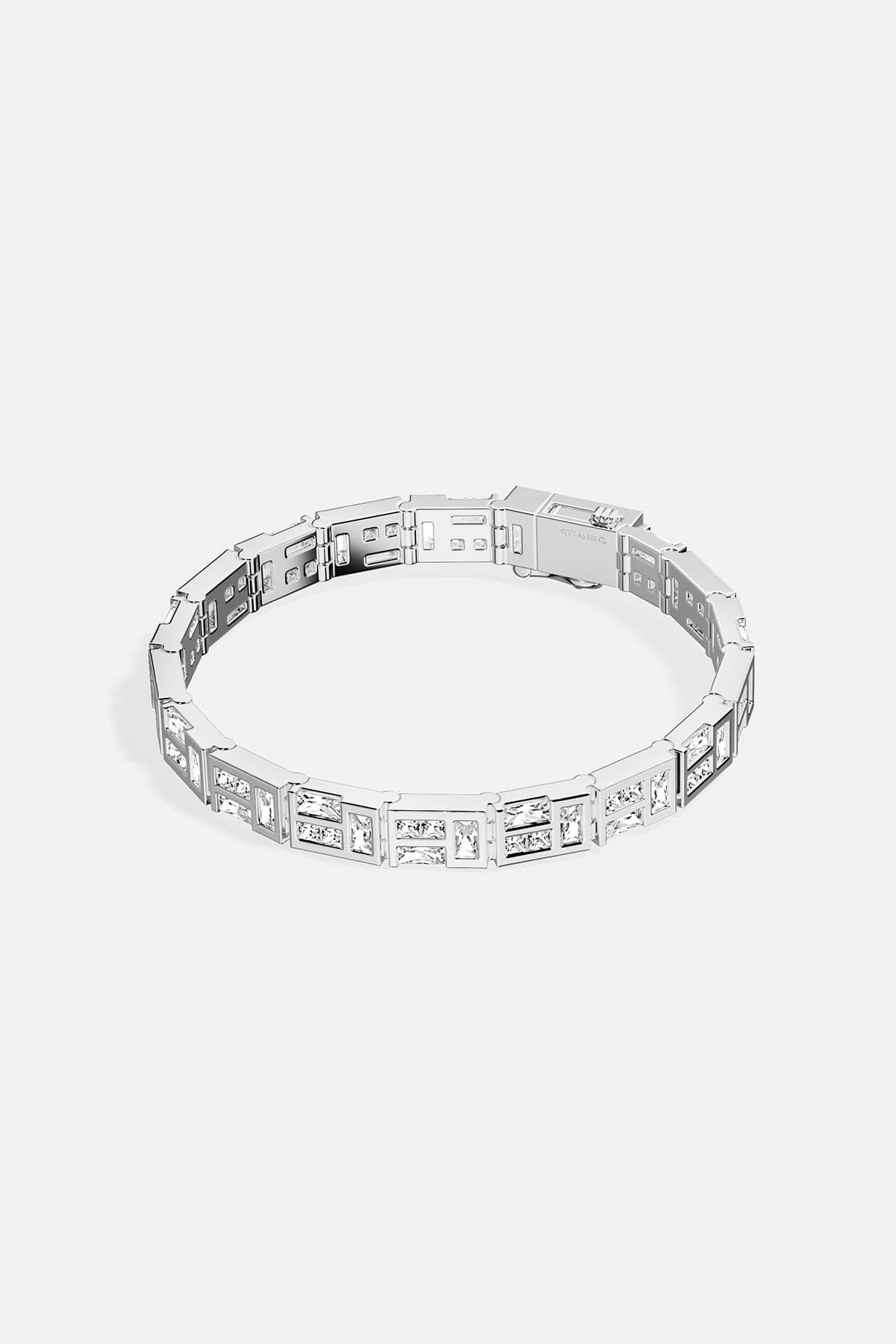 APM MONACO labyrinth bracelet in silver on a white background
