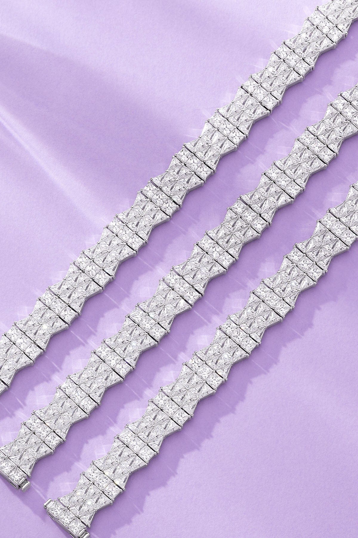 Art Deco Pavé Bracelet on a purple background