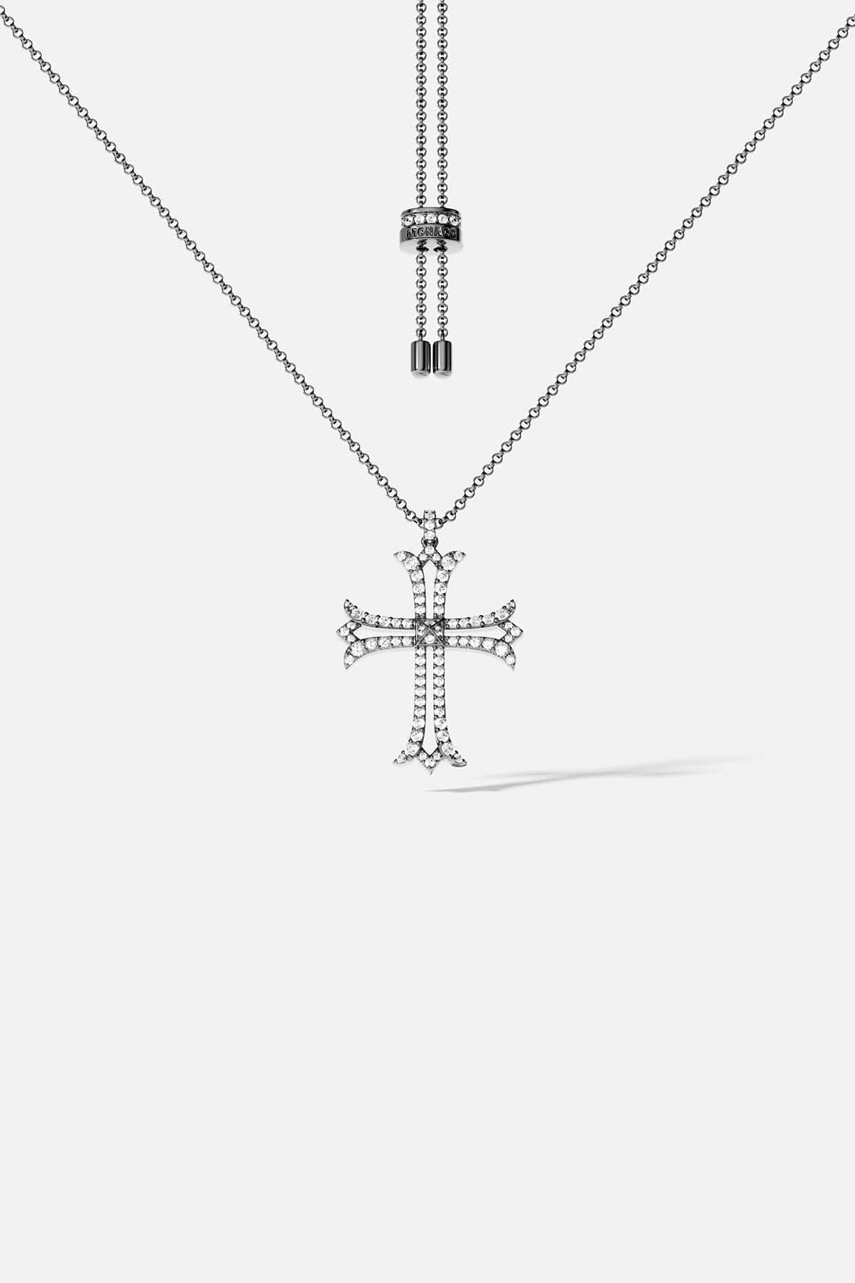 Dark Grey Cross Adjustable Necklace | APM Monaco