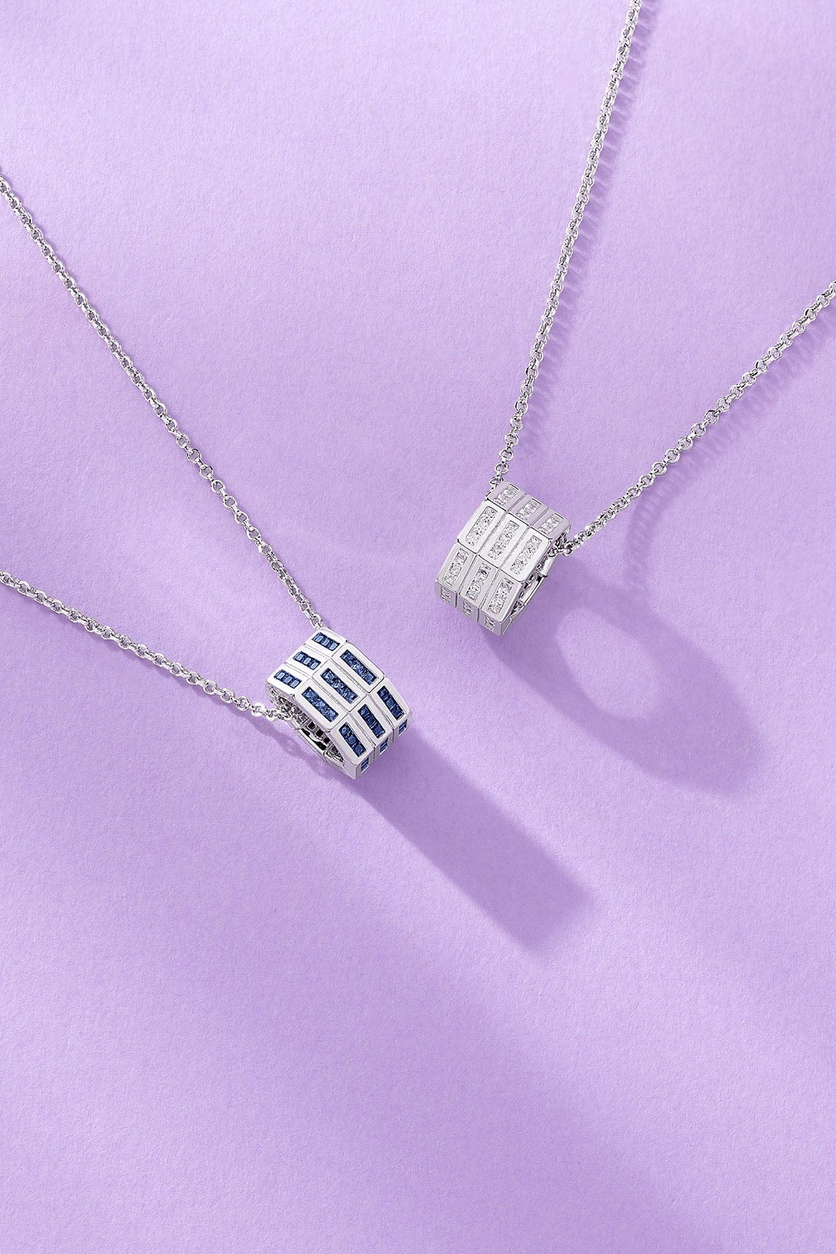 Necklace with a pendant on a purple background