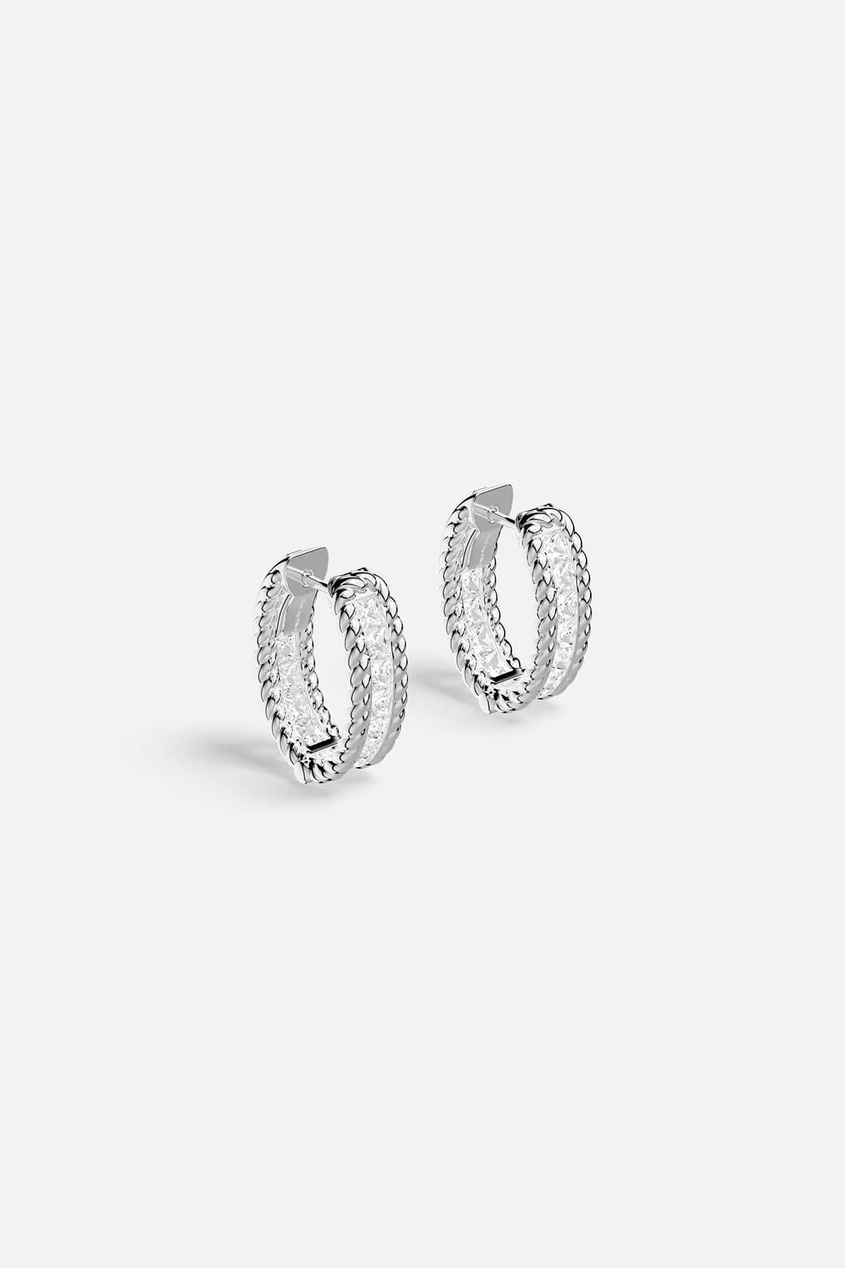 APM Monaco Torsade Pavé Hoop Earrings