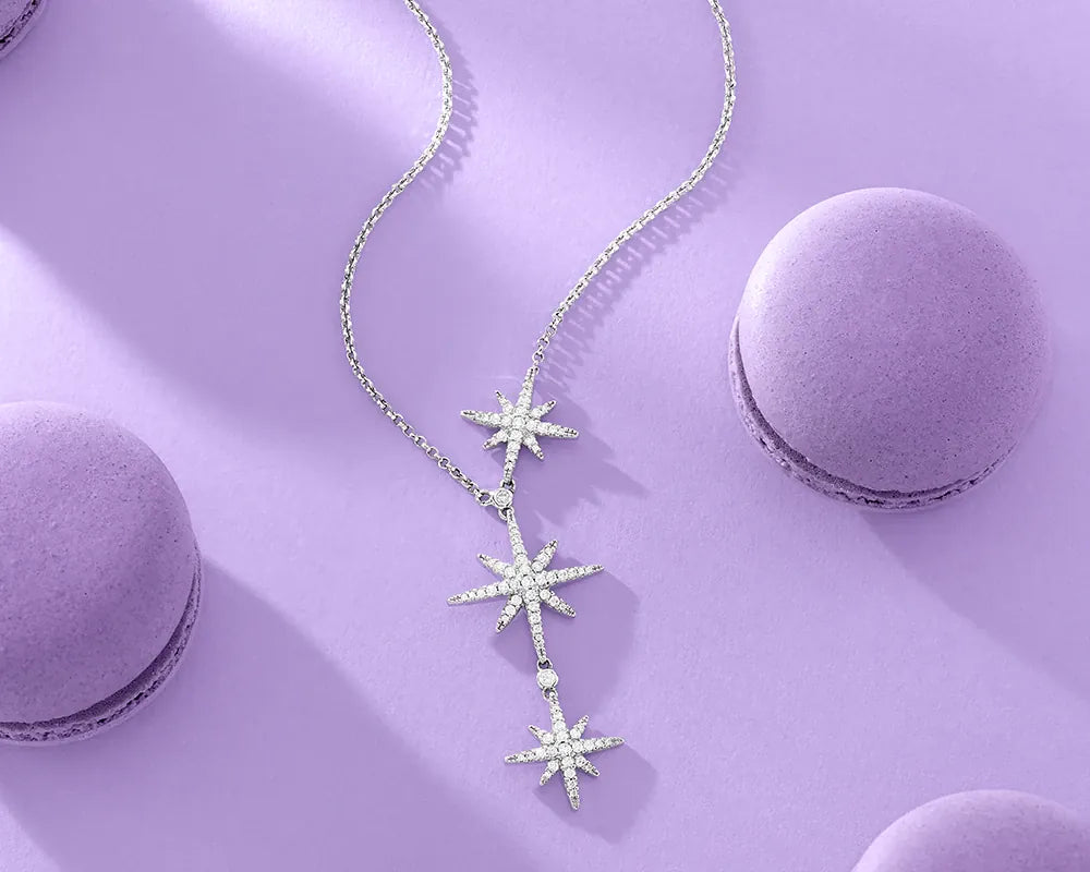 APM Monaco Meteorites Necklace on Lilac Background
