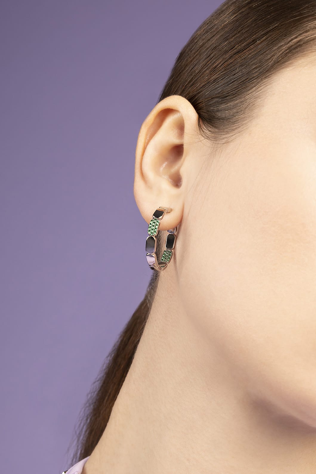 APM MONACO dainty earrings worn by model