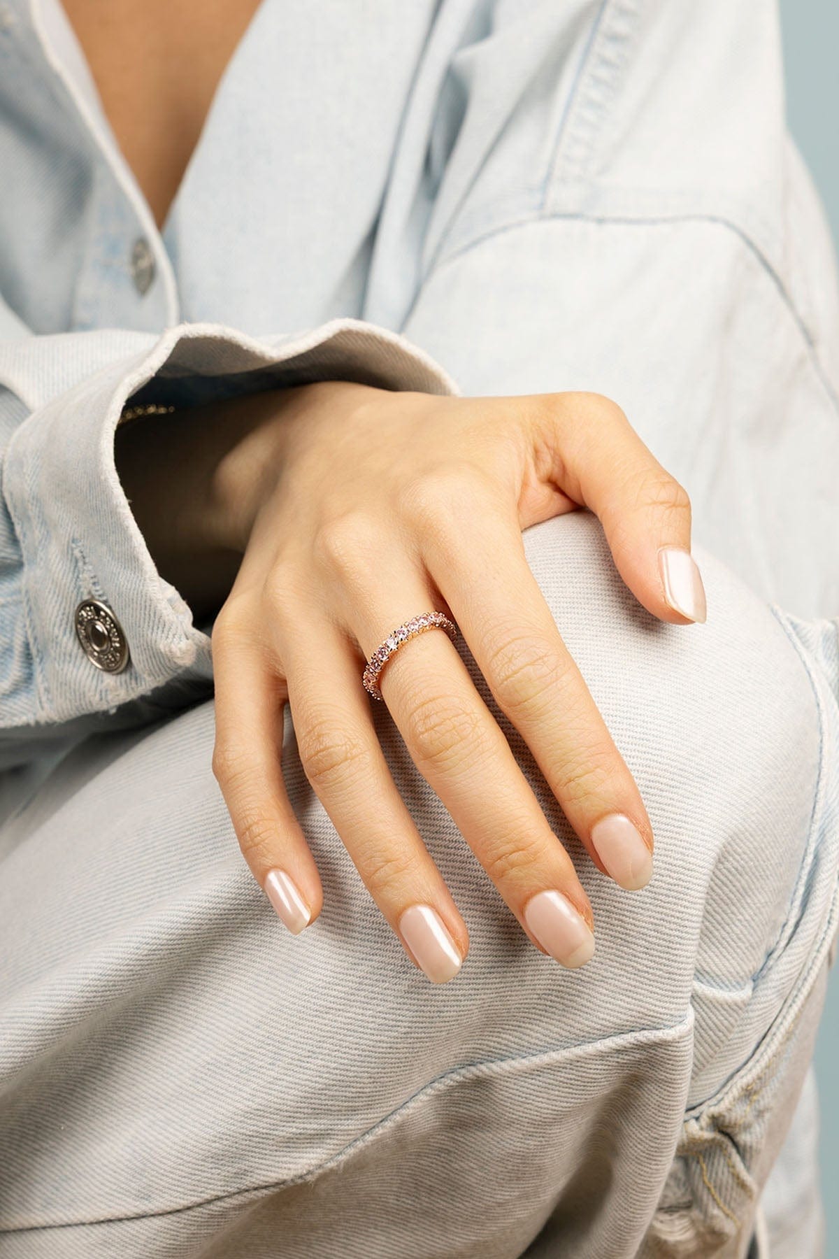 APM Monaco Pavé Ring in rose gold worn on hand