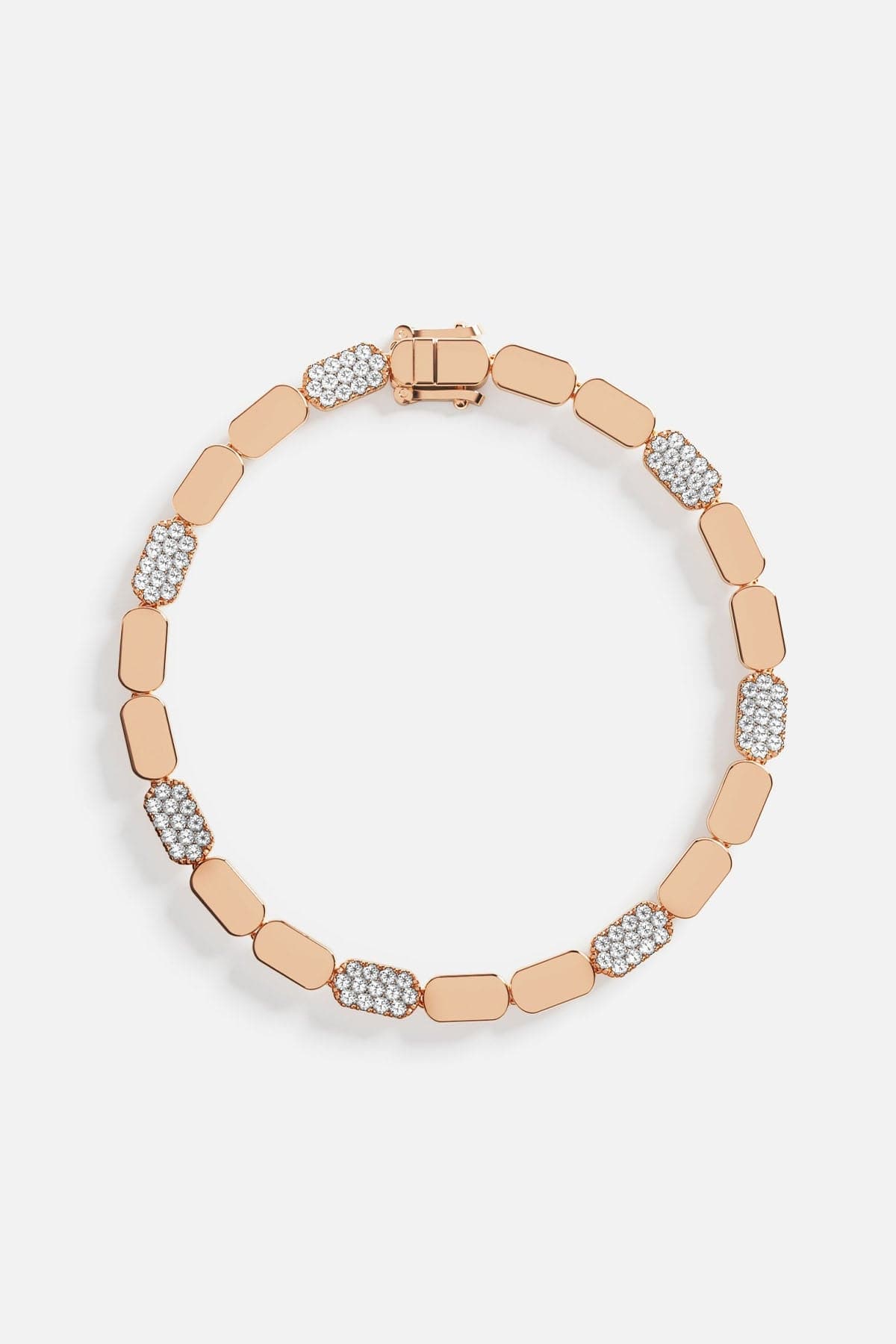 Bracelets APM Monaco rose gold bracelet with alternating pavé diamond rectangles.