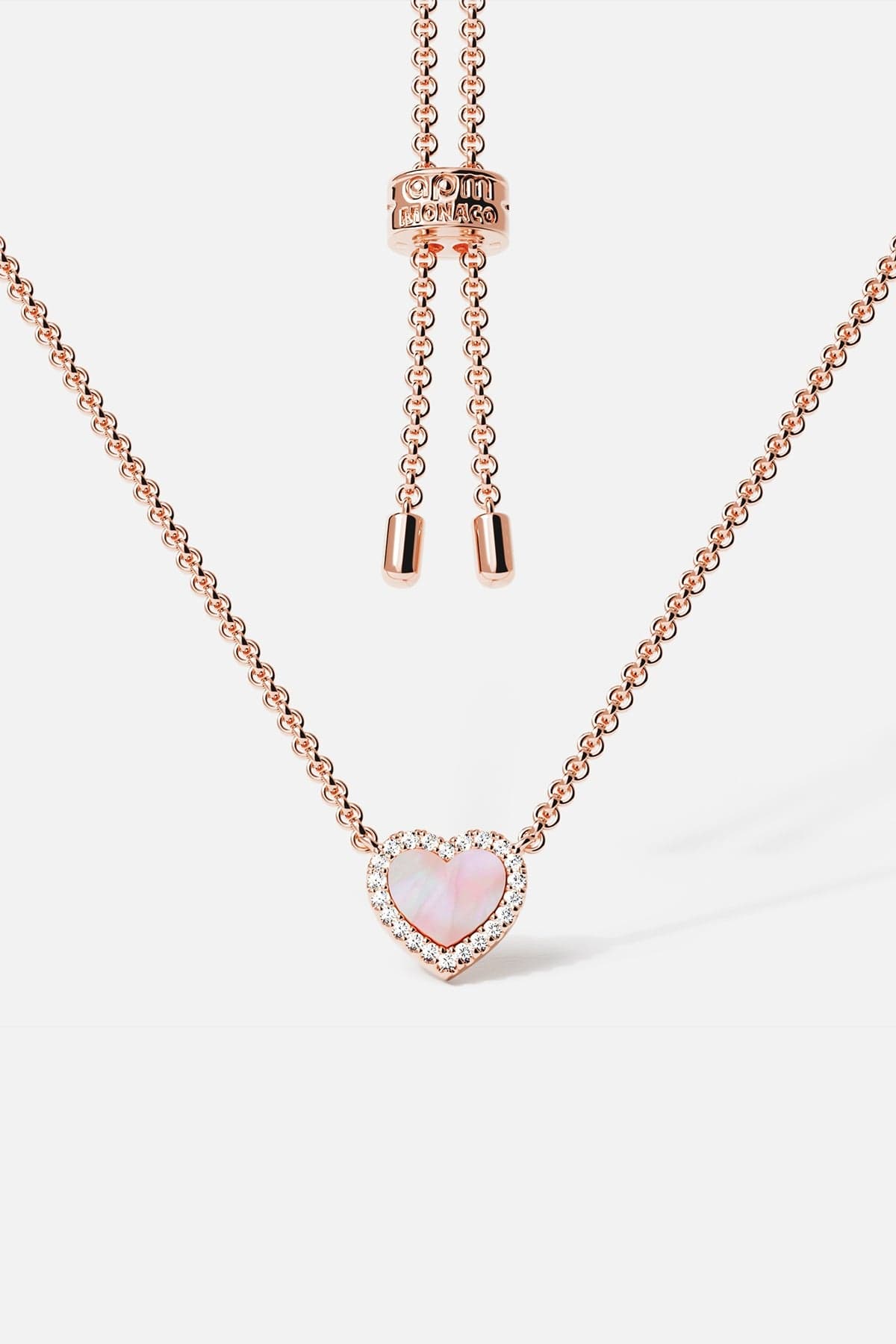 Pink Nacre Heart Adjustable Necklace APM Monaco