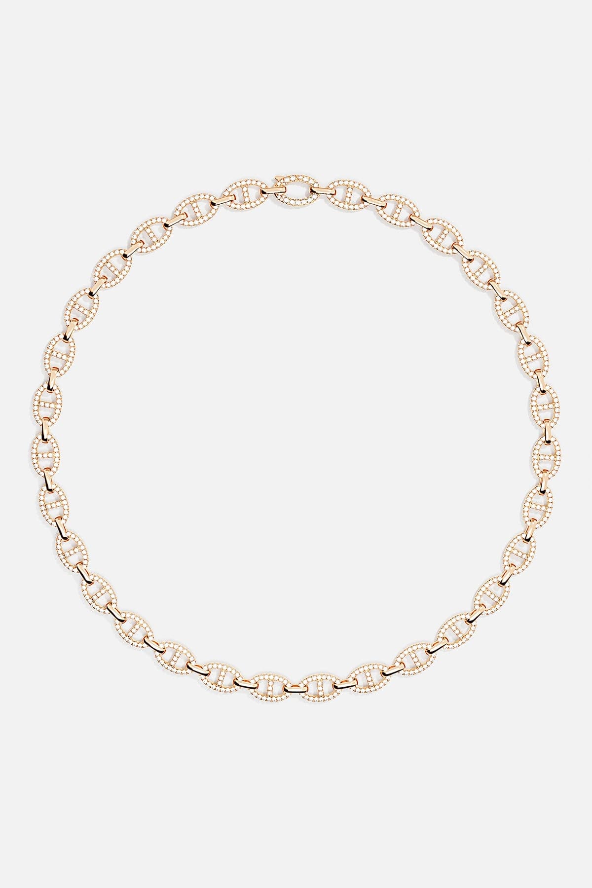 Necklaces APM Monaco rose gold diamond mariner chain necklace with a lobster clasp.