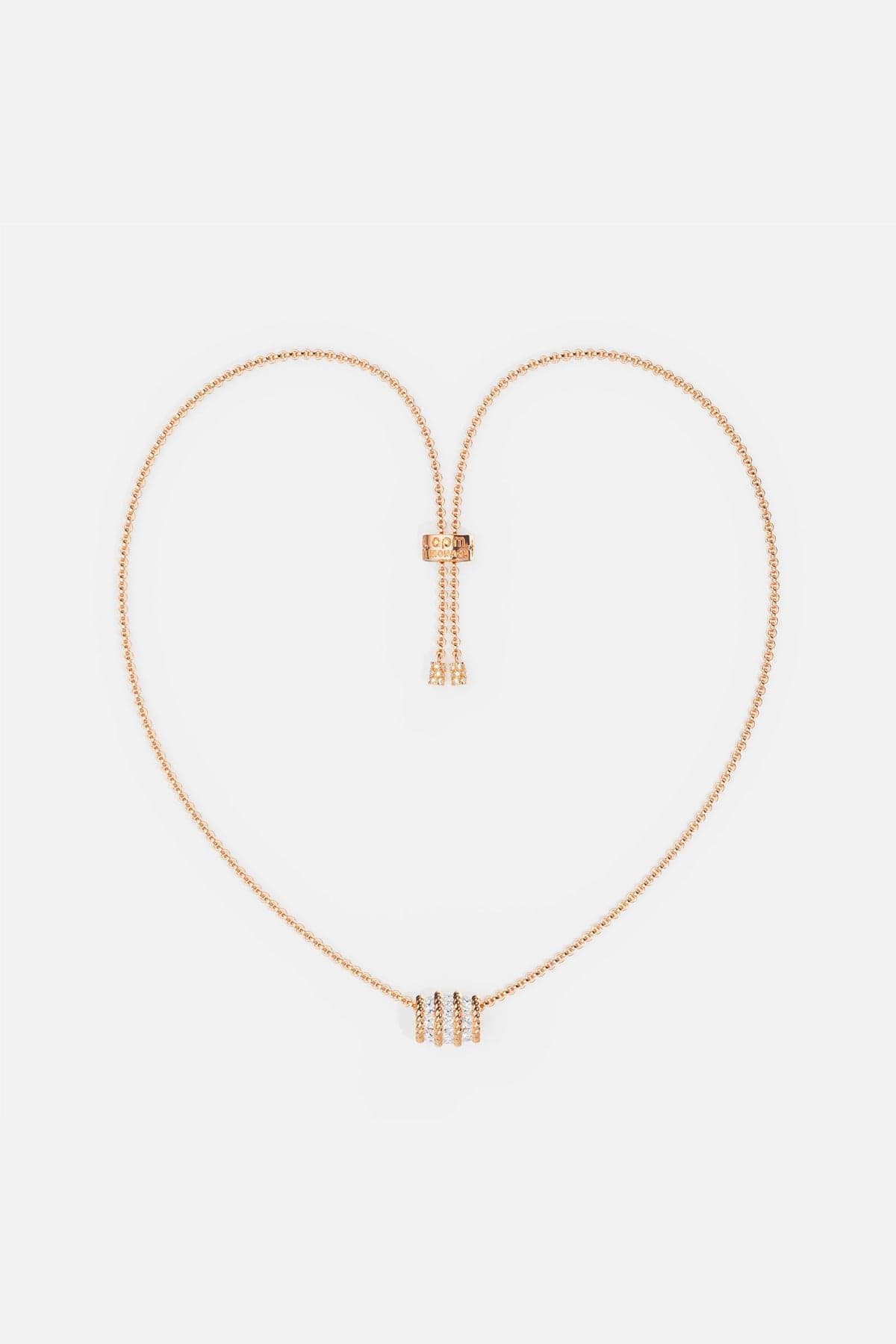 APM MONACO Torsade Adjustable necklace in rose gold on white background