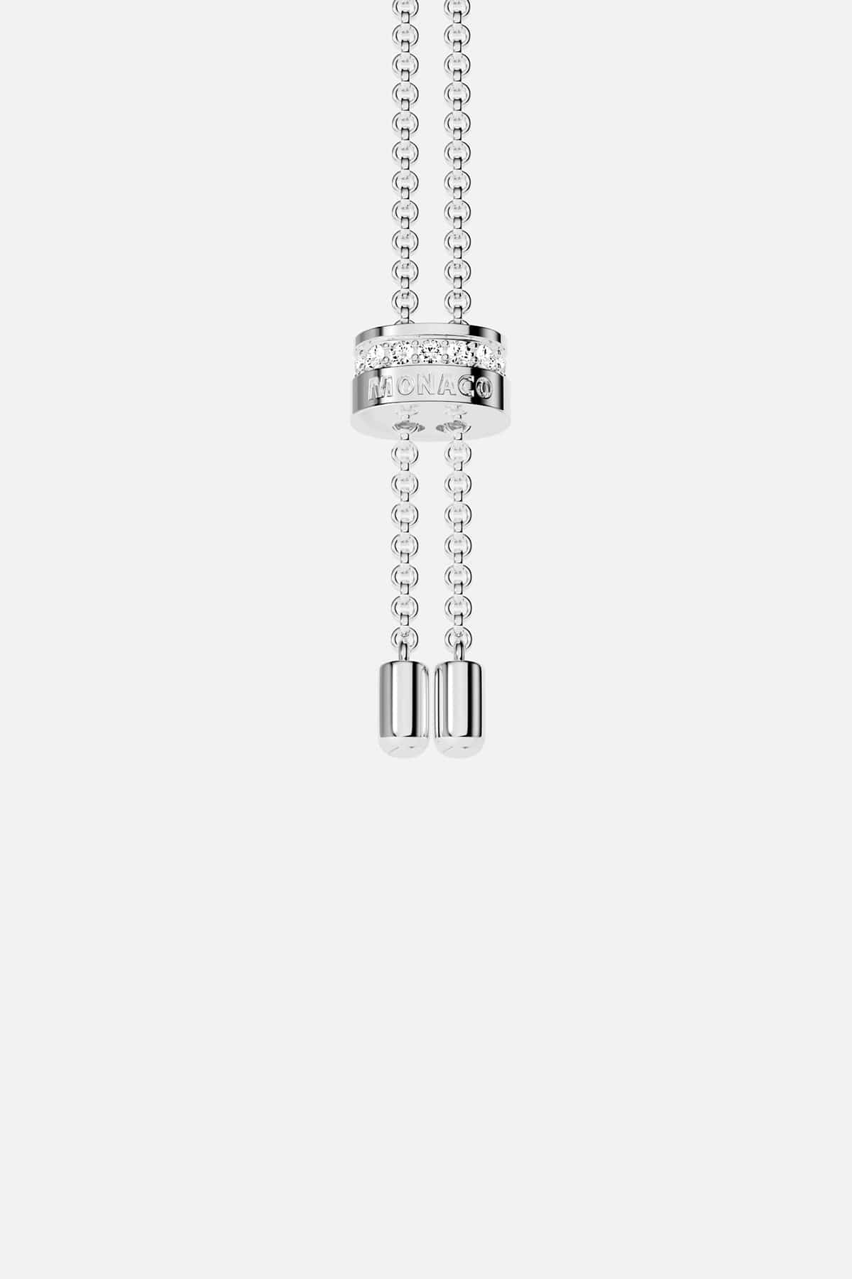 silver-tone adjustable necklace with it's closing