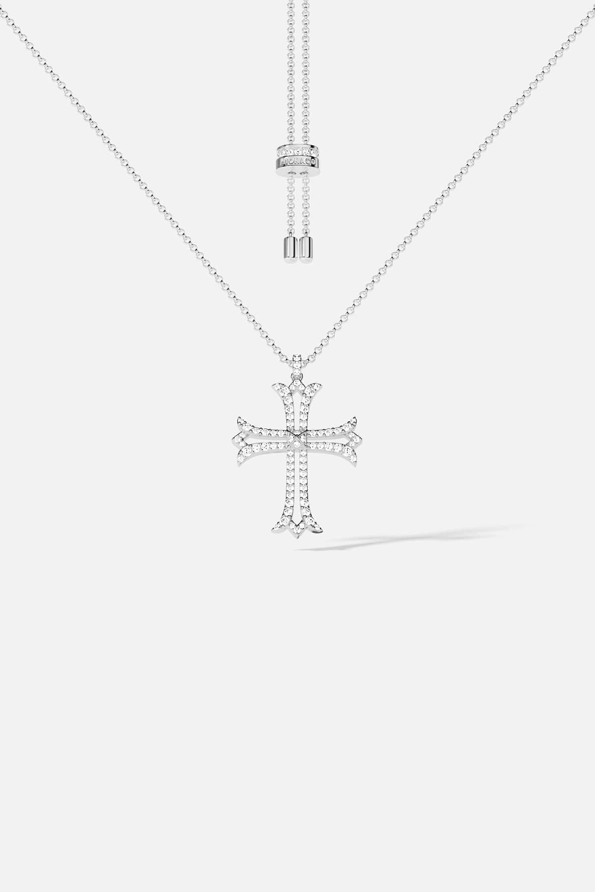 APM MONACO pave cross adjustable necklace