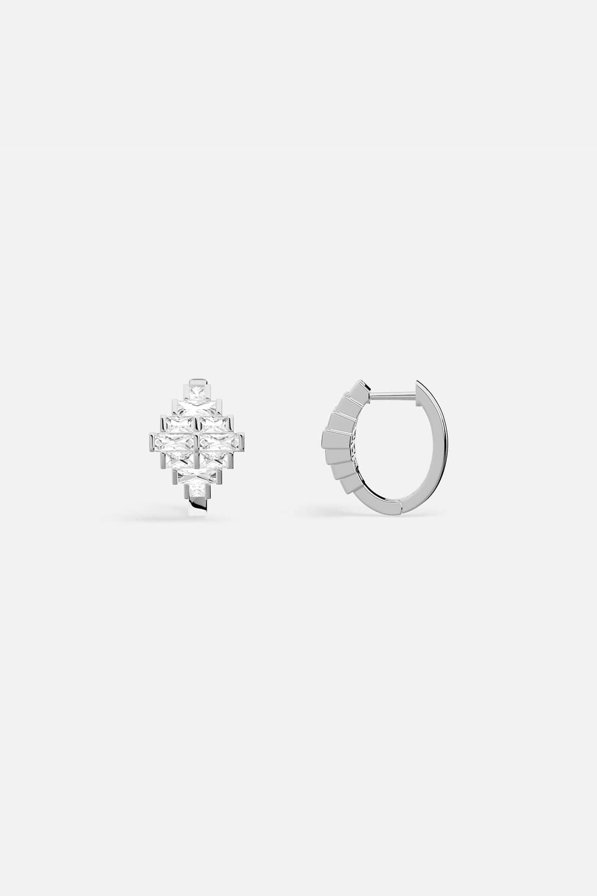 Art Deco Hoop Earrings in silver tone- APM Monaco