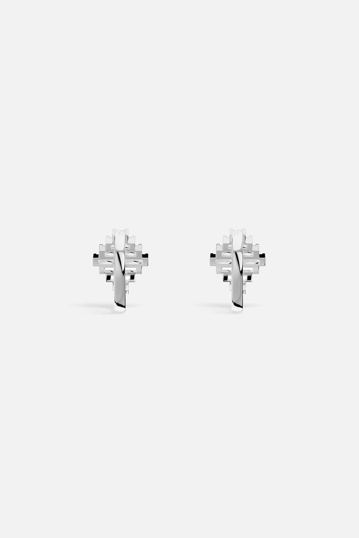 Art Deco Hoop Earrings in silver tone- APM Monaco