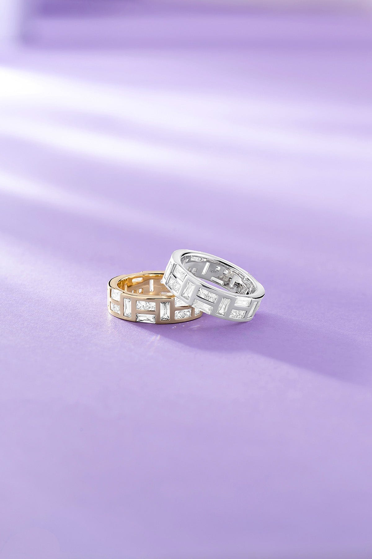 Ice Rings in silver and yellow gold tones