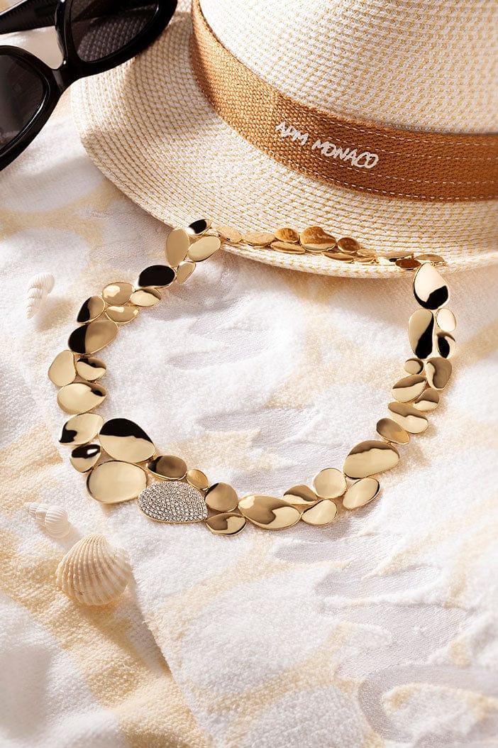 APM Monaco Statement Galet Choker in Yellow Gold on soft blanket