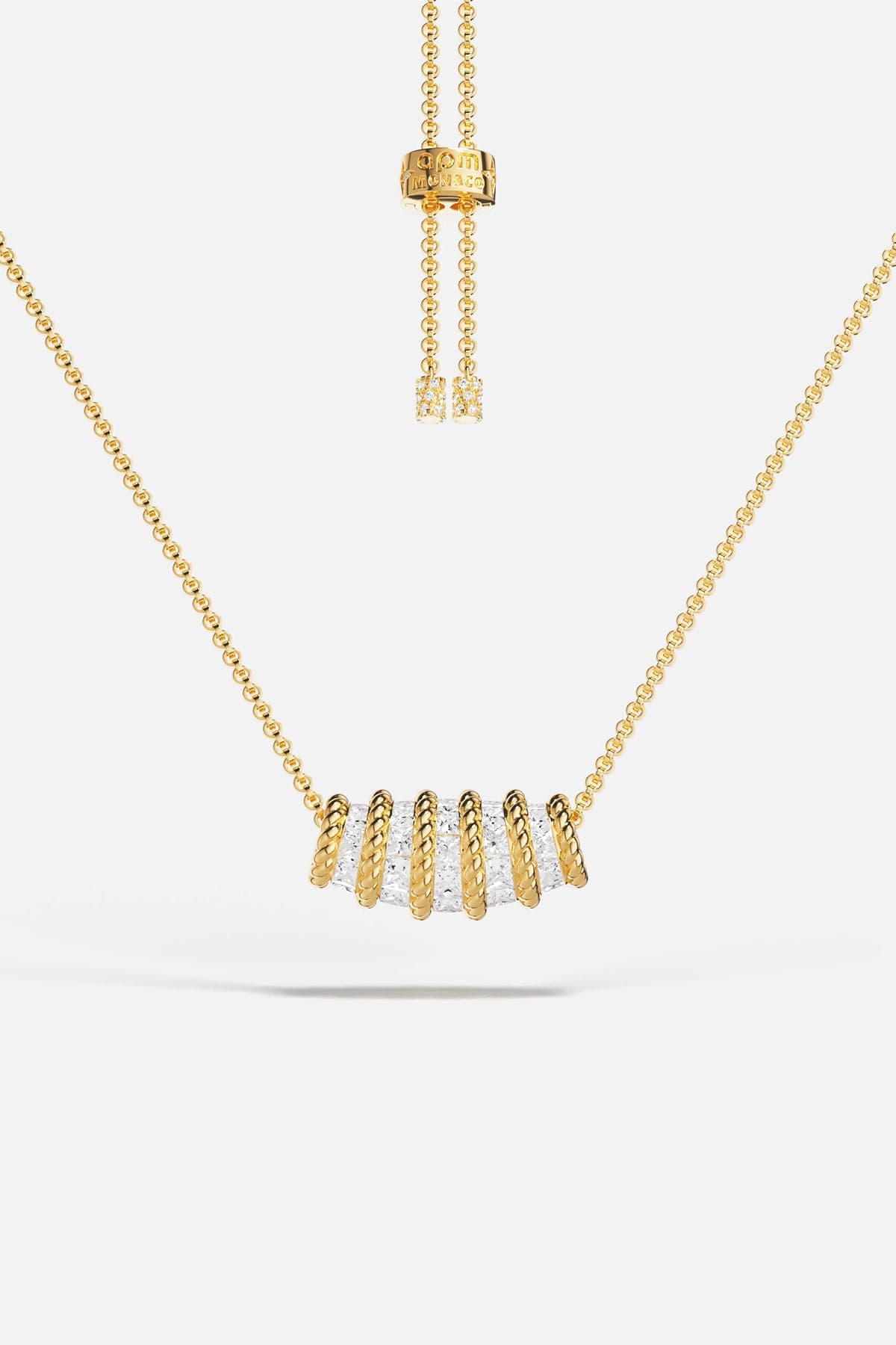 APM MONACO yellow gold torsade Adjustable Necklace with white stones