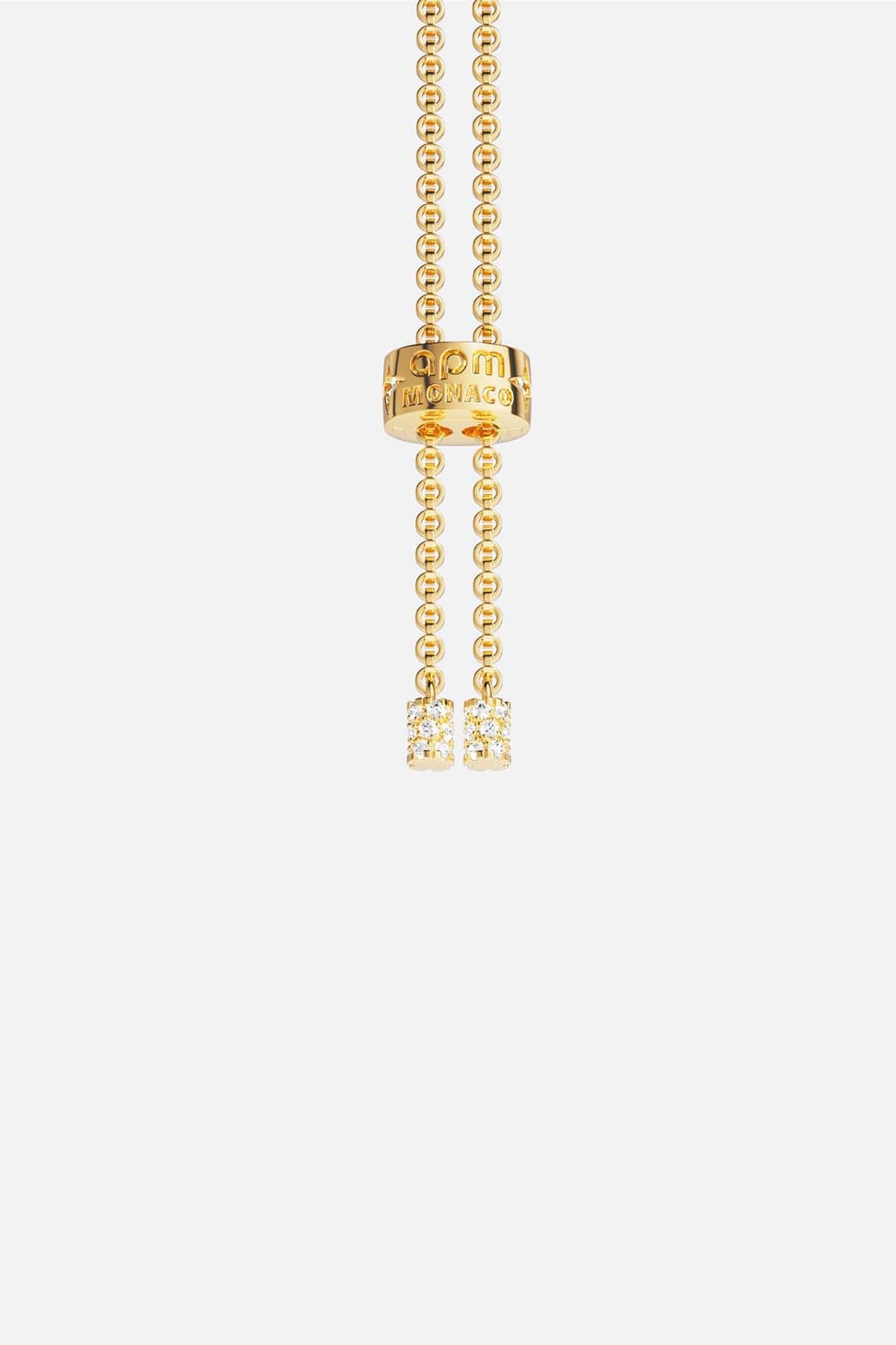 APM MONACO yellow gold torsade Adjustable Necklace with white stones