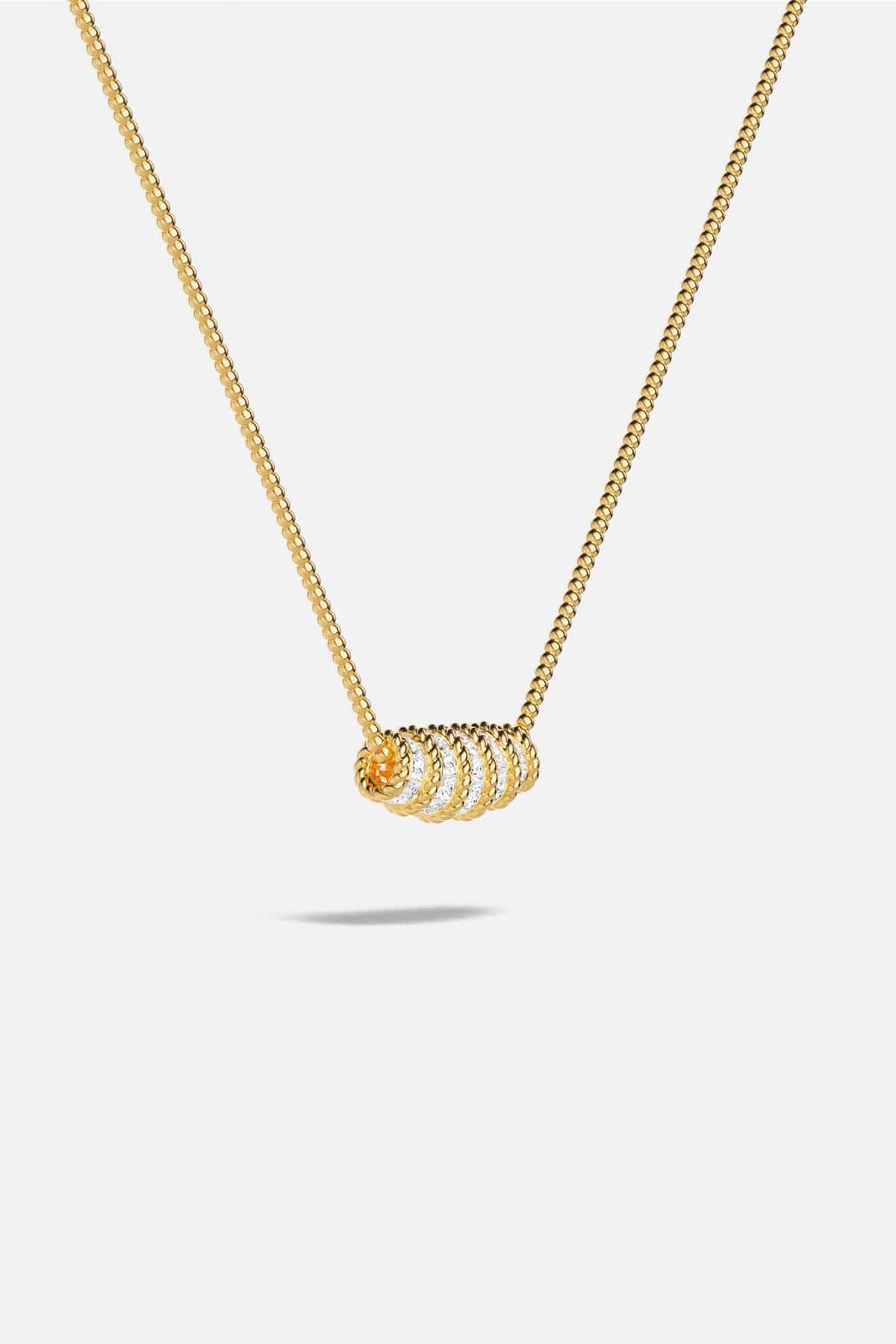 APM MONACO yellow gold torsade Adjustable Necklace with white stones