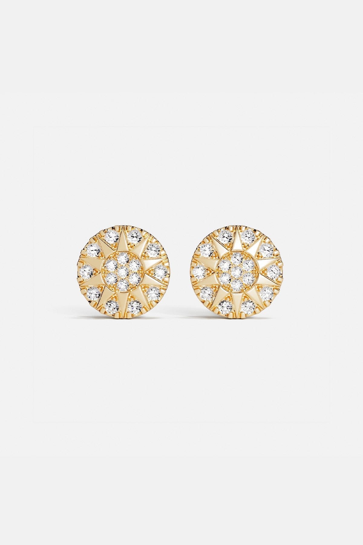 Earrings APM Monaco: yellow gold stud earrings with round white stones.