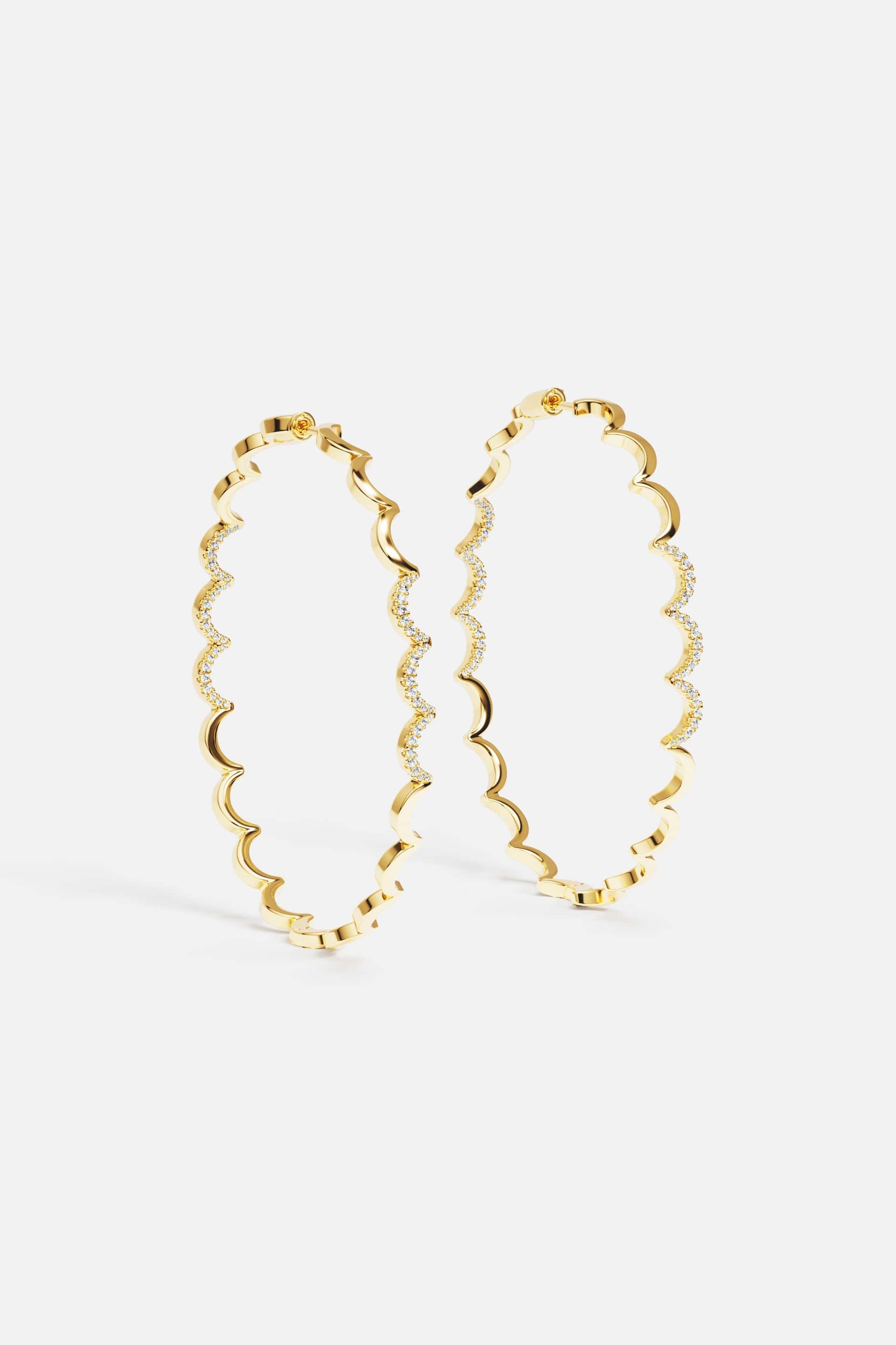 Large Wavy Gold Hoop Earrings APM Monaco
