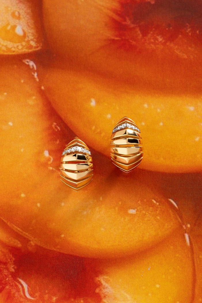 APM Monaco Rayon de Soleil Earrings in Yellow Gold in yummy peach jam