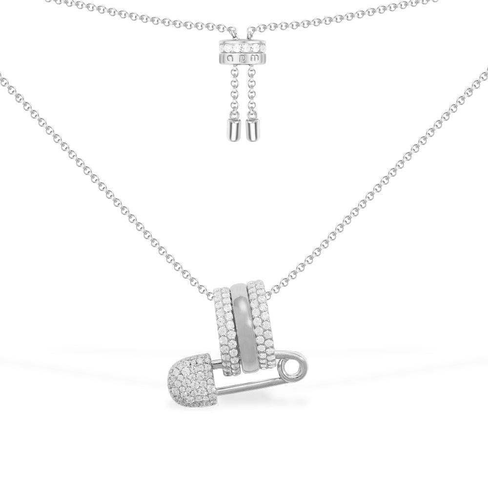 SAFETY PIN front clasp necklace in sterling silver -- wear by itself or add  a charm - Mu-Yin Jewelry