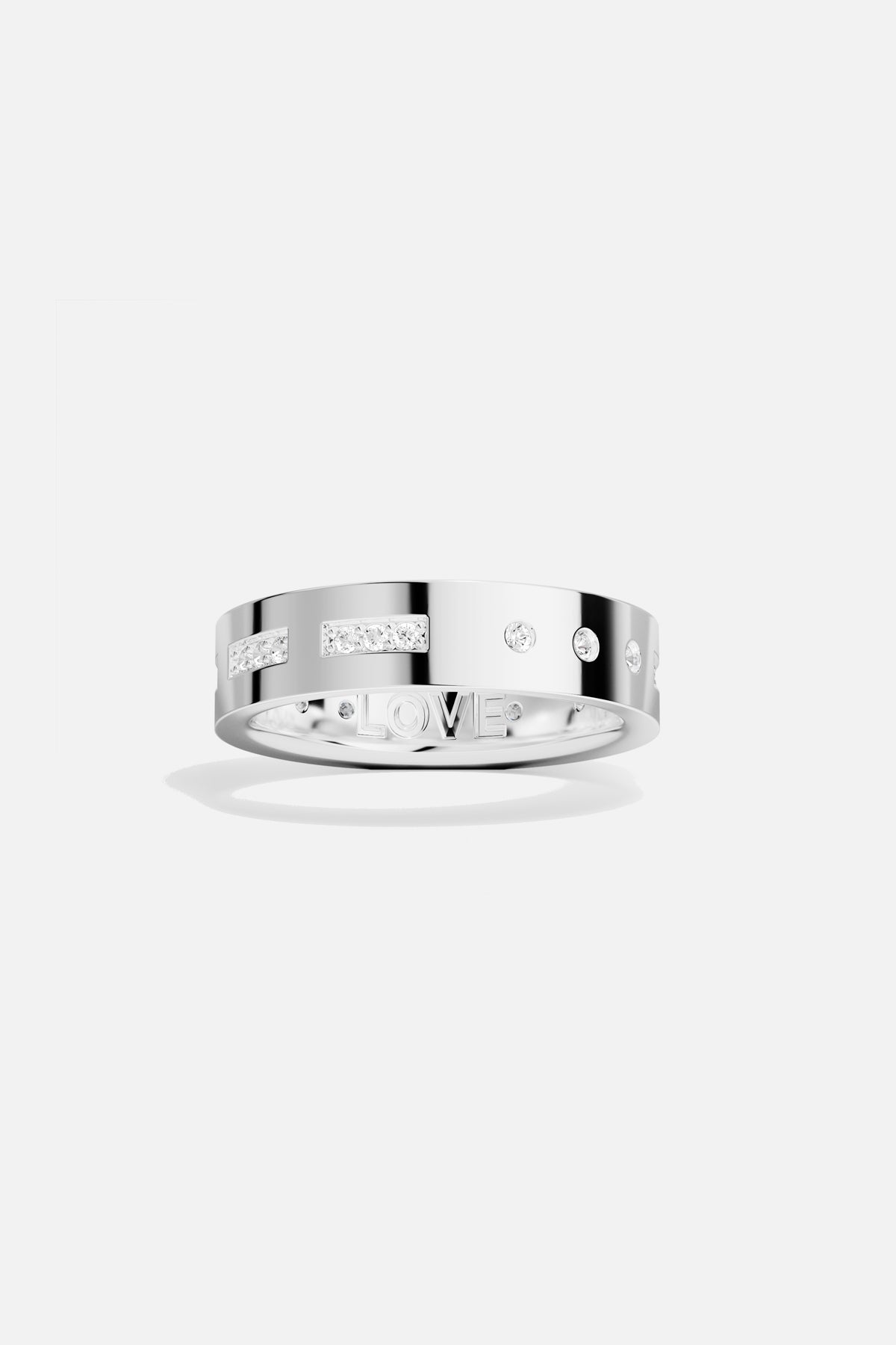 APM Morse Ring in rhodium finish, a whispered love in modern elegance.