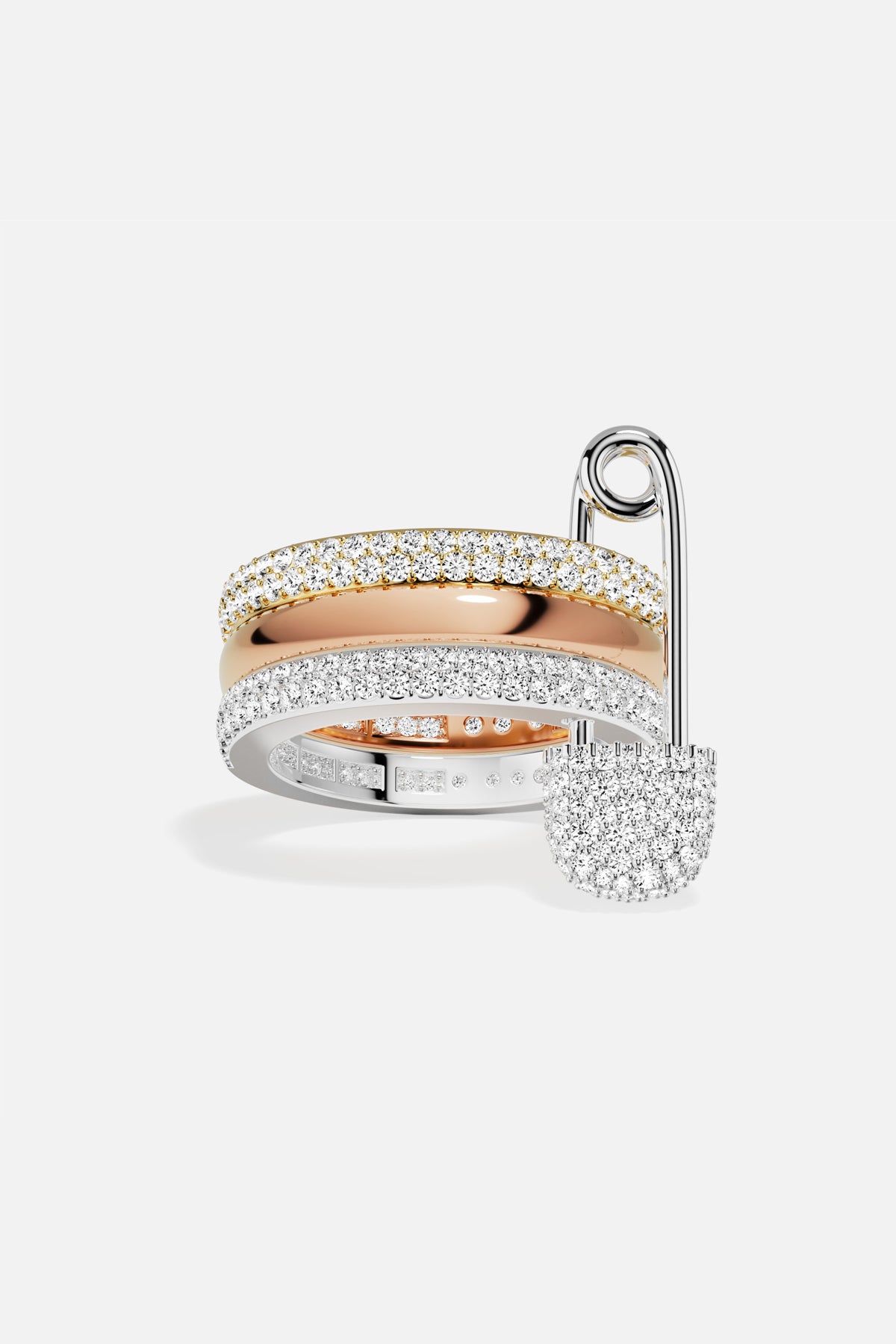 APM Ring, a playful pin charm meets shimmering two-tone allure.