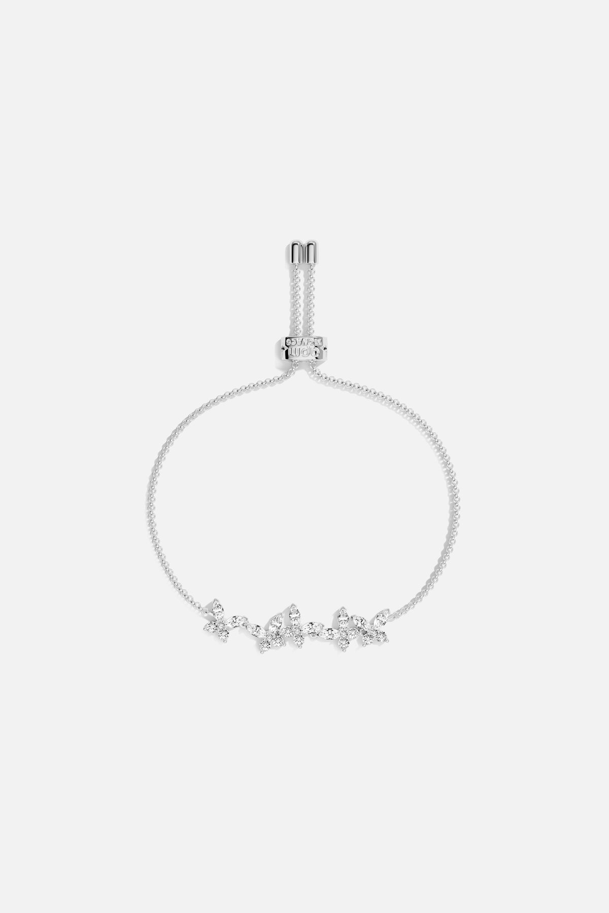 APM Bracelet in rhodium finish, a delicate floral sparkle for effortless charm.