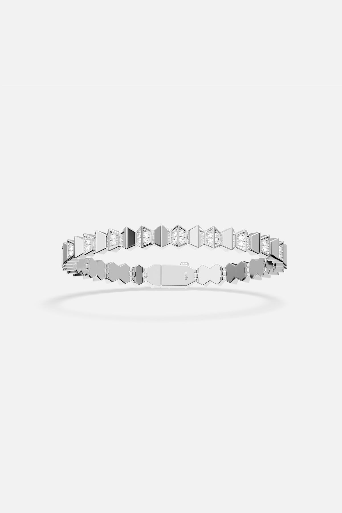 APM Bracelet in rhodium finish, sharp geometry with a modern, edgy allure.